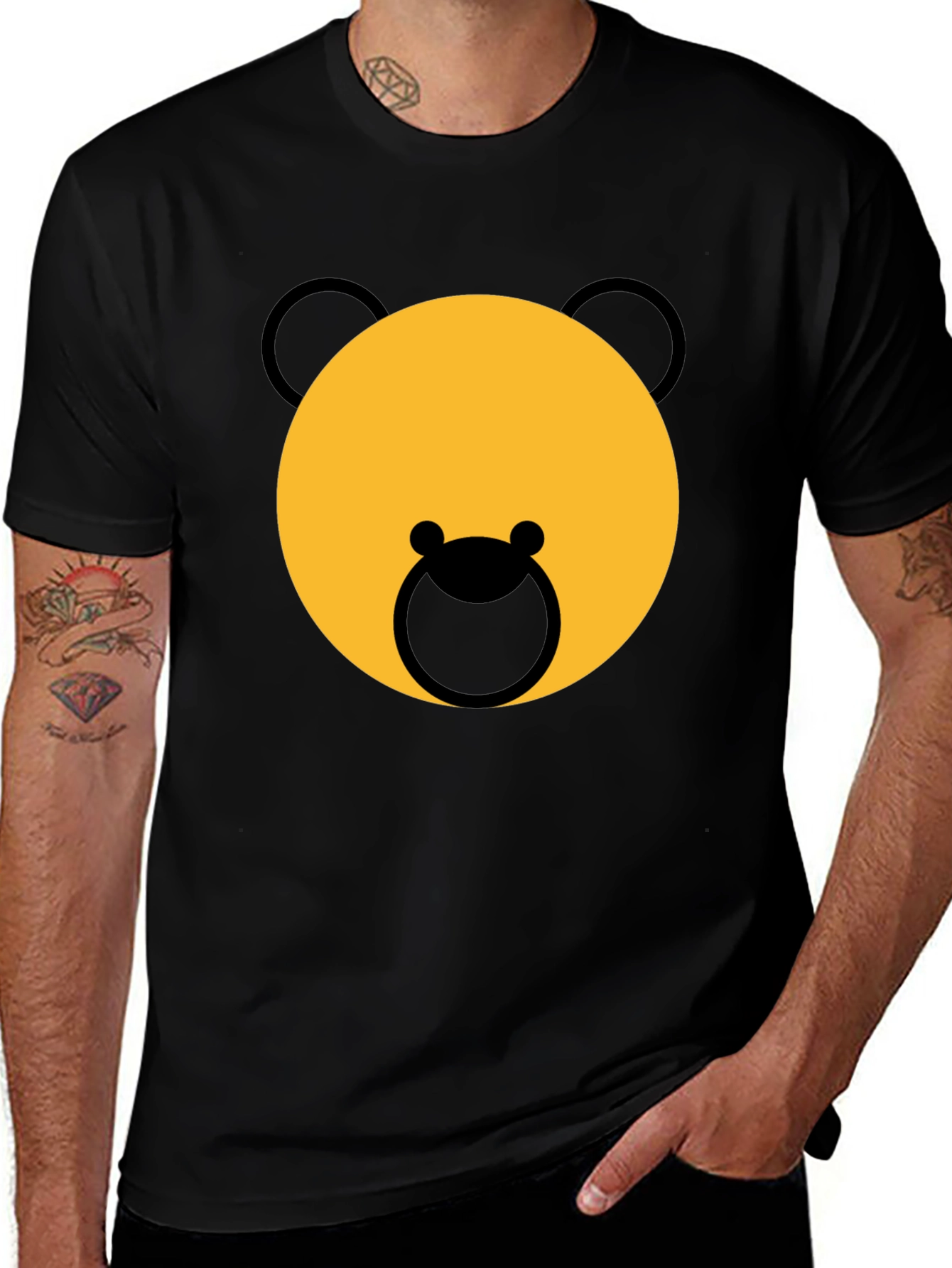 Variant 28 of Bear Graphic Tee - Black Cotton Comfort