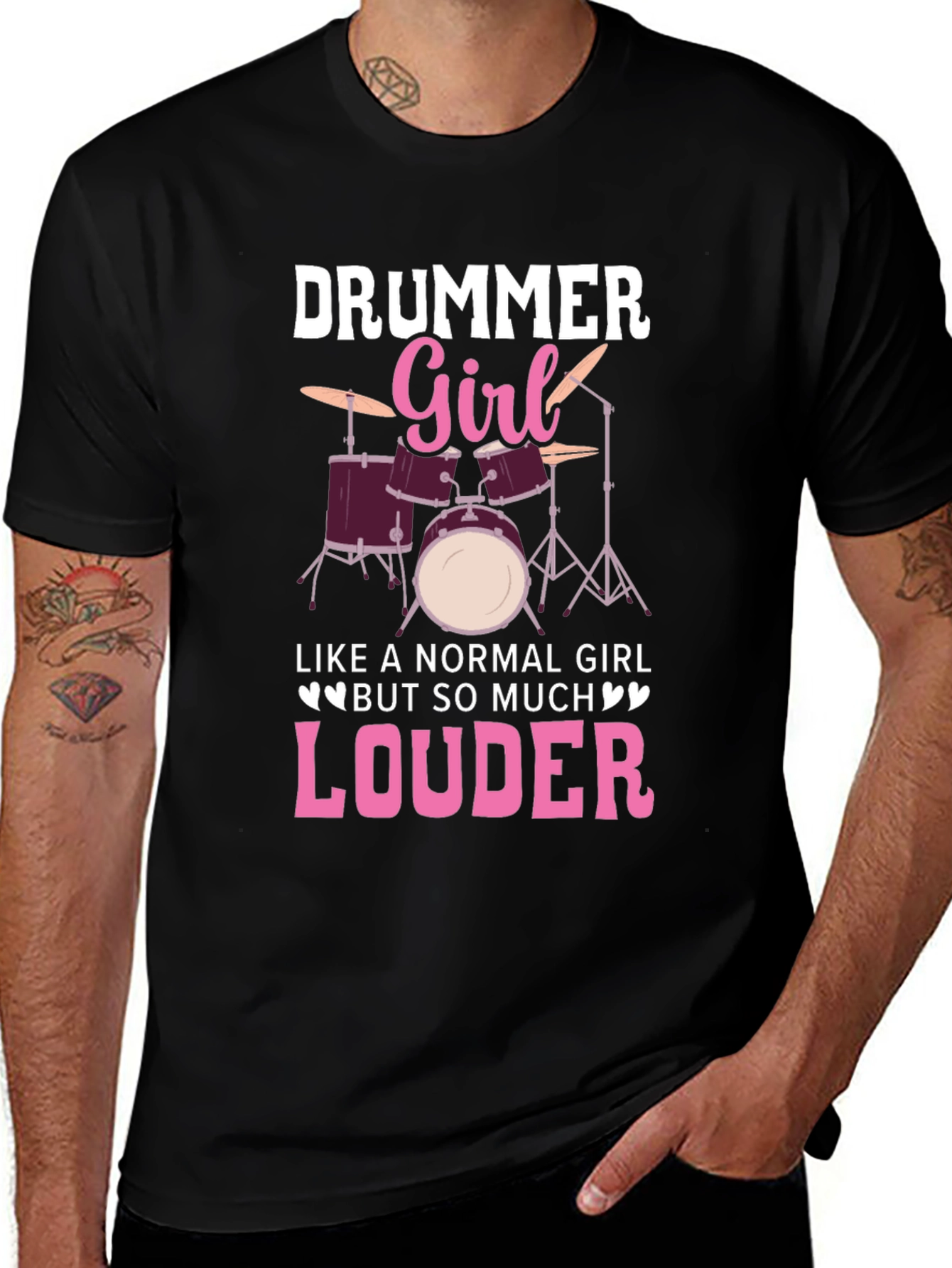 Variant 10 of Drummer Girl T-Shirt - Loud & Proud Drummer Tee