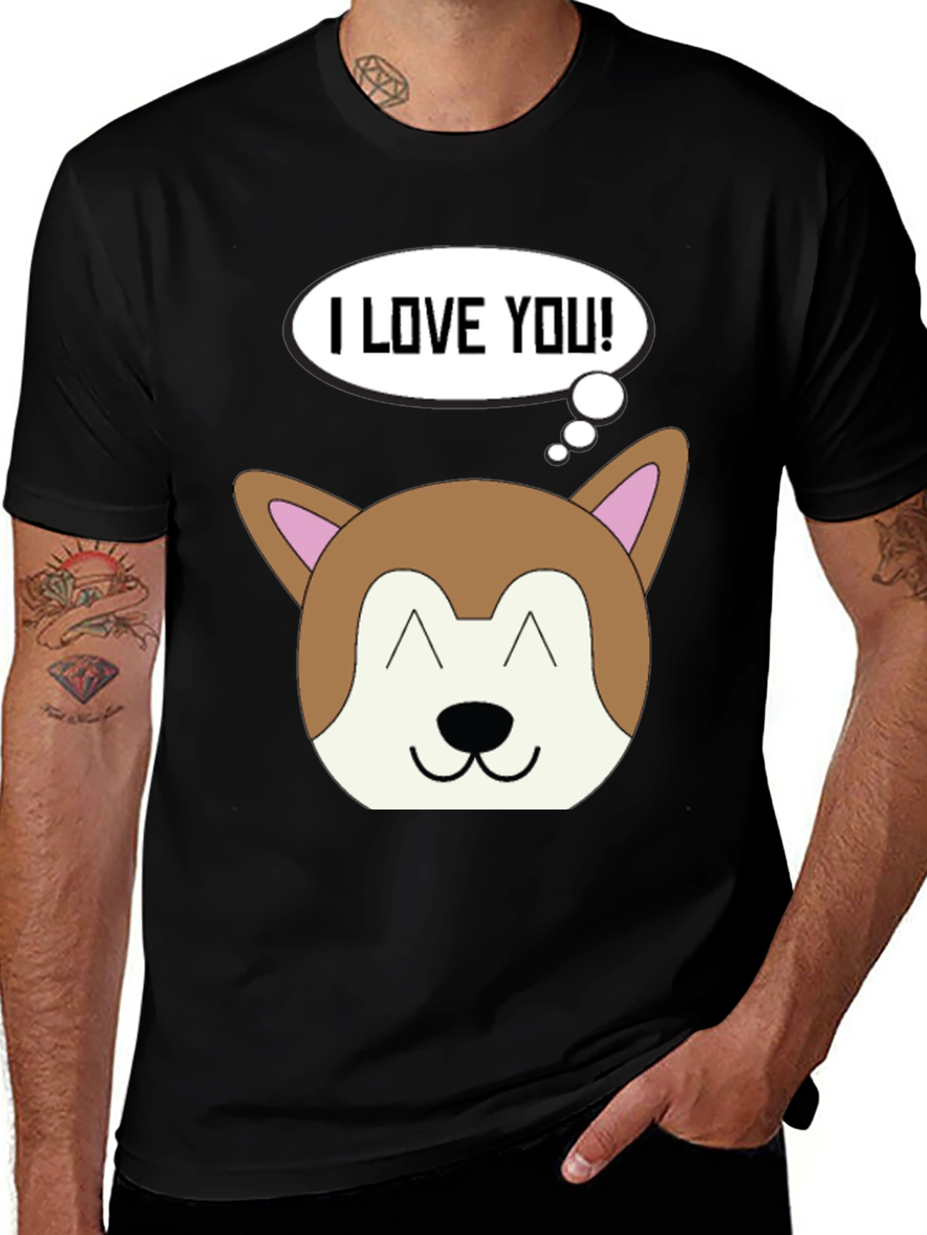 Variant 21 of I Love You Dog Graphic Black T-Shirt
