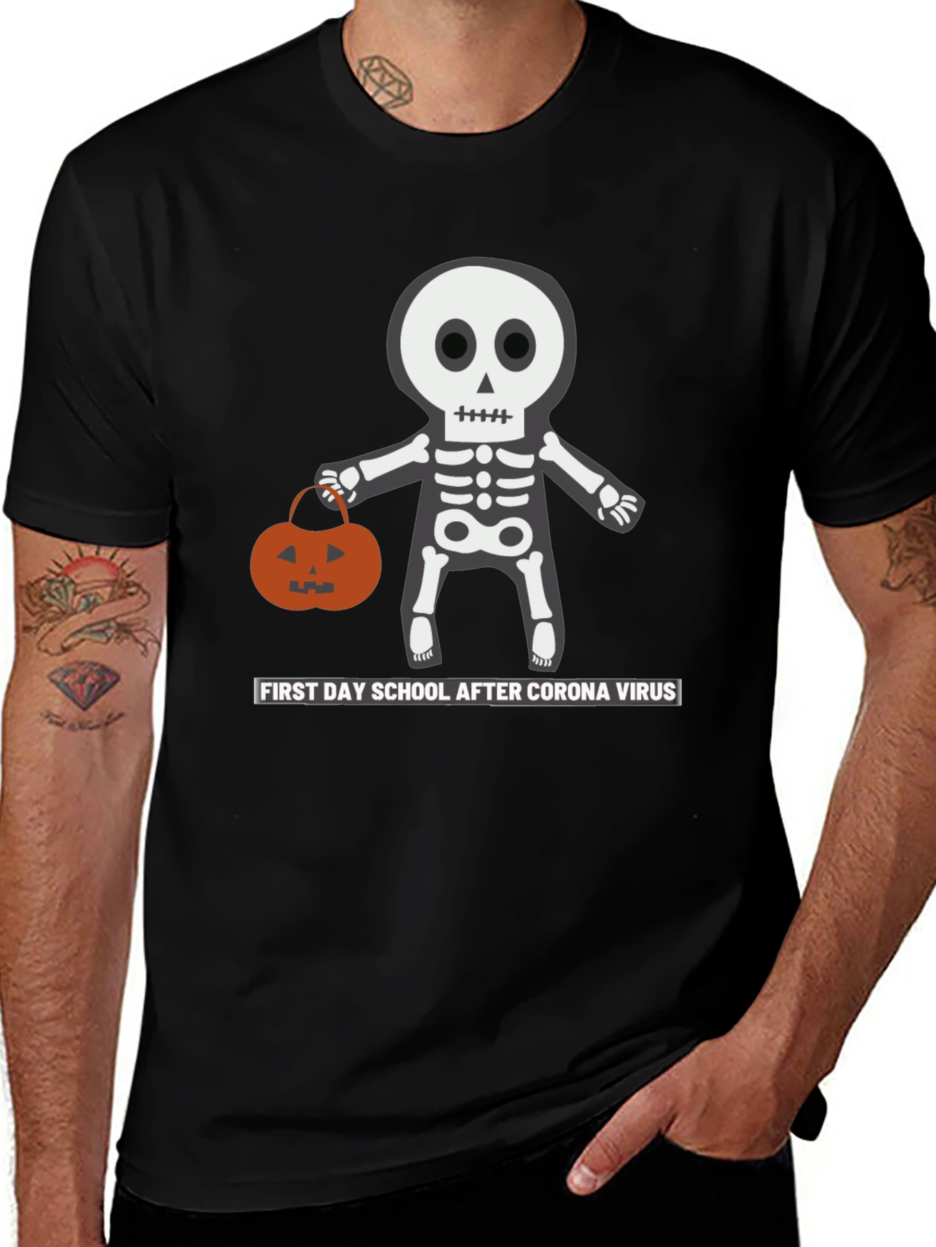 First Day School After Corona Virus Skeleton Halloween T-Shirt