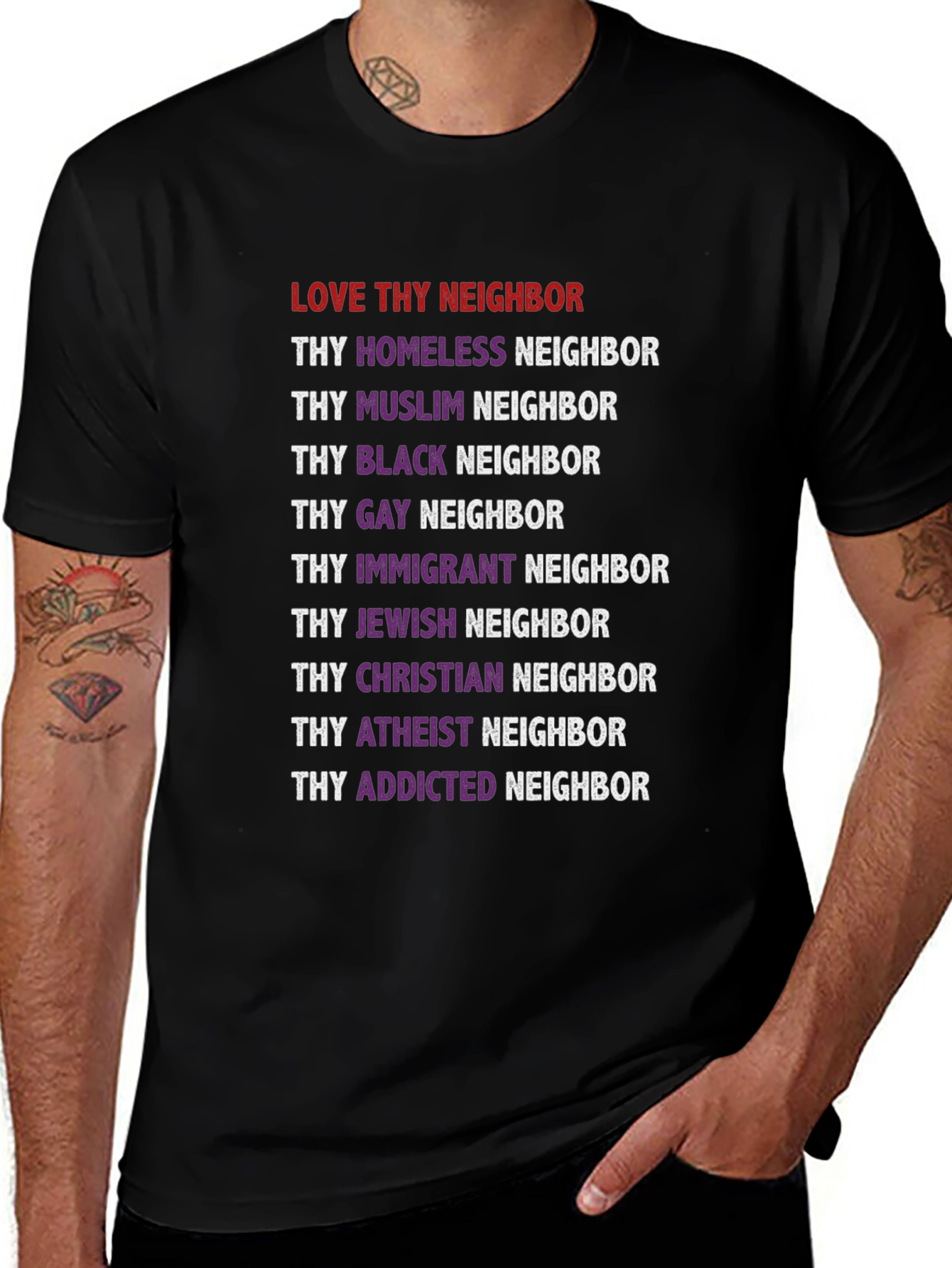Love Thy Neighbor Graphic Tee - Black Unisex T-Shirt
