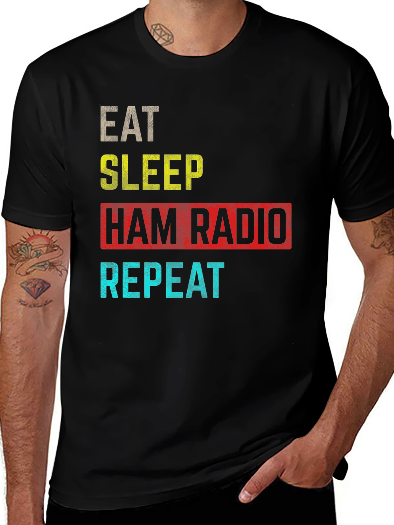 Variant 14 of Eat Sleep Ham Radio Repeat T-Shirt