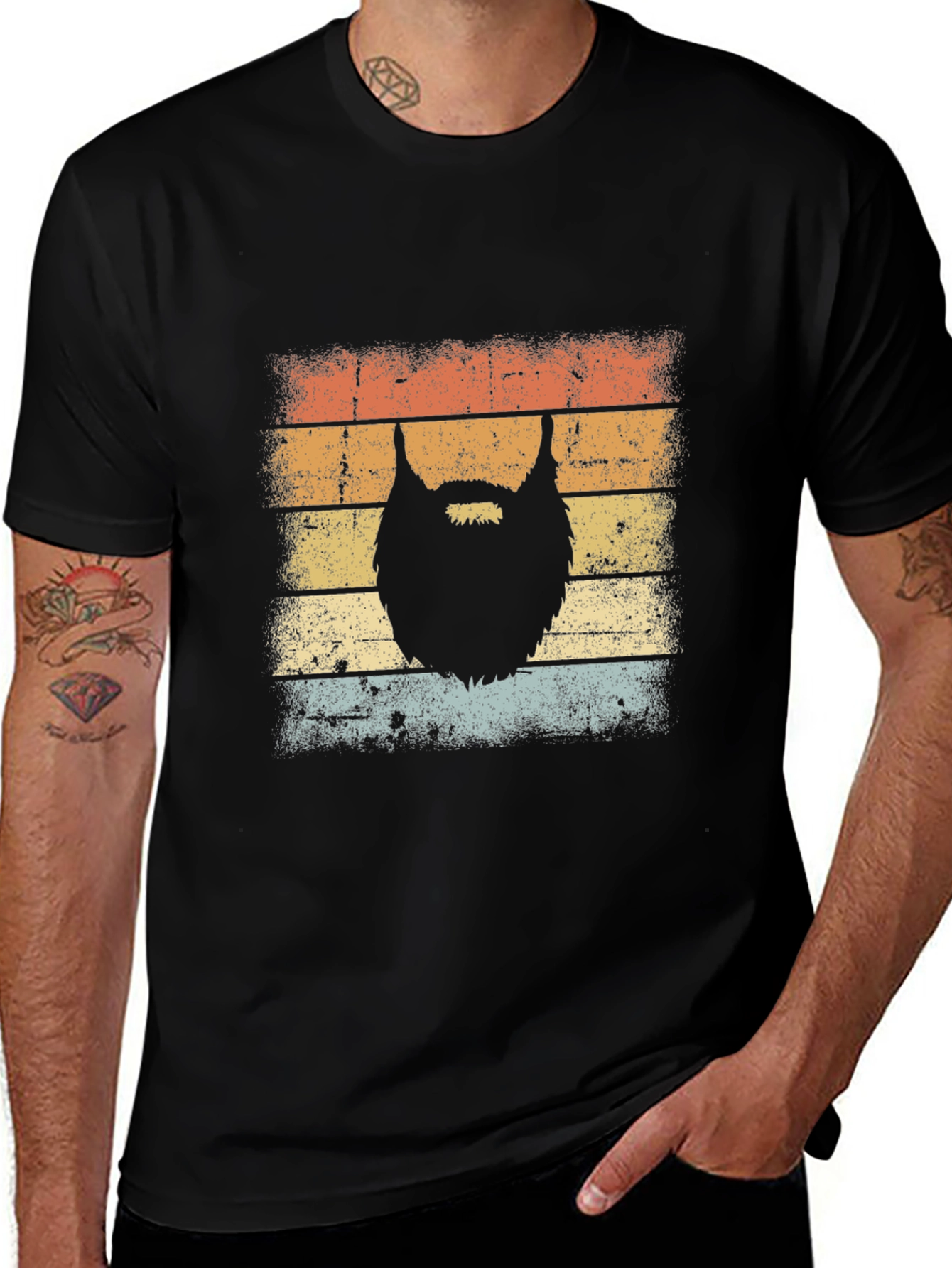 Variant 6 of Retro Beard Graphic Tee - Black