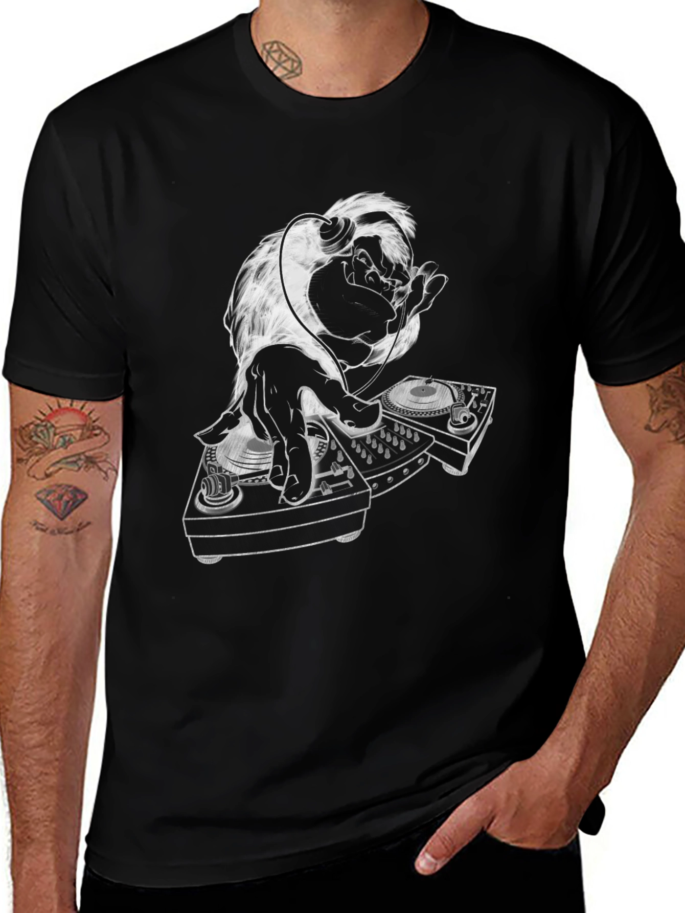 Variant 6 of DJ Monkey Graphic Tee - Cool Black T-Shirt