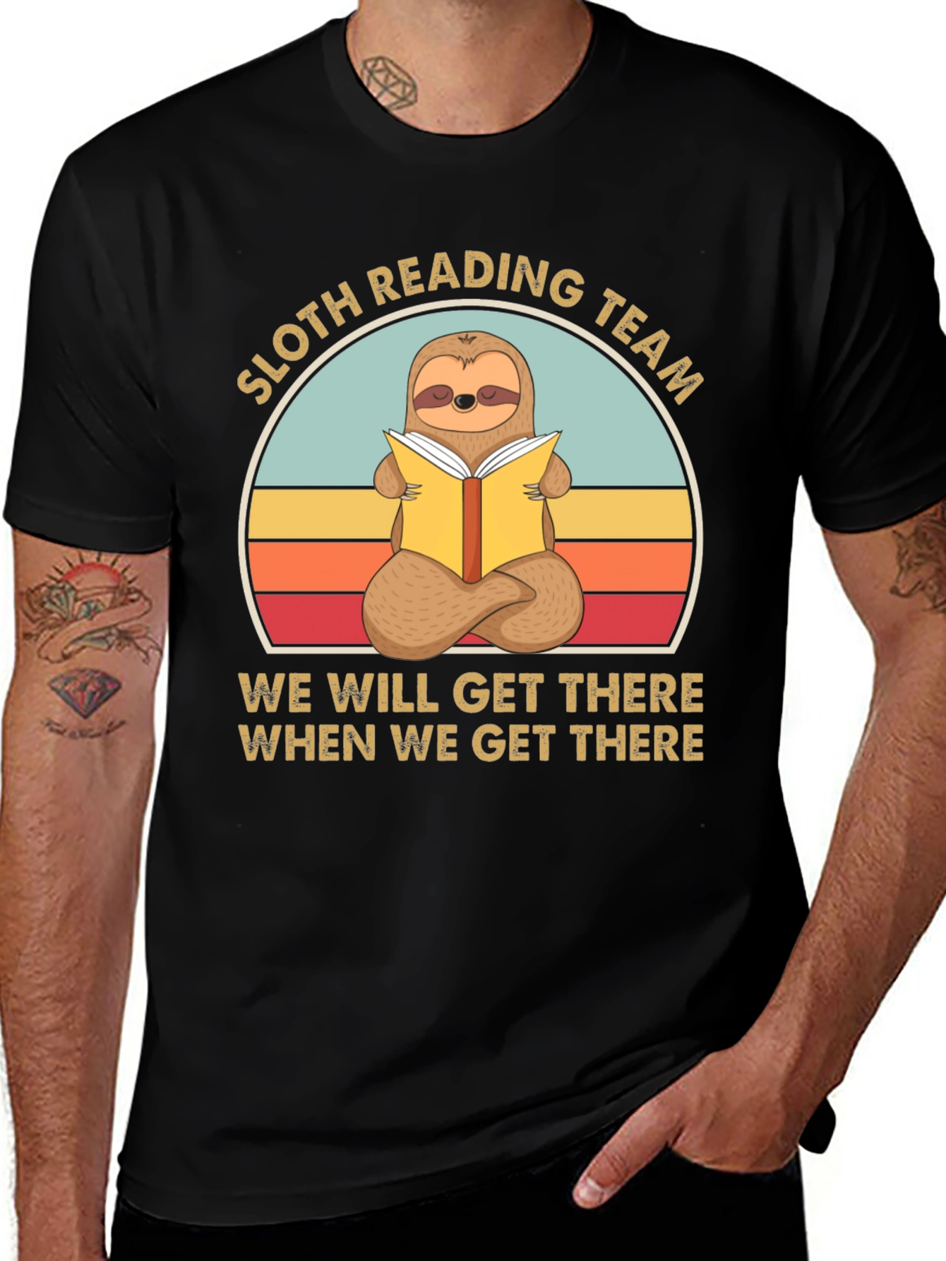 Variant 30 of Sloth Reading Team Graphic Tee - Relaxed Fit