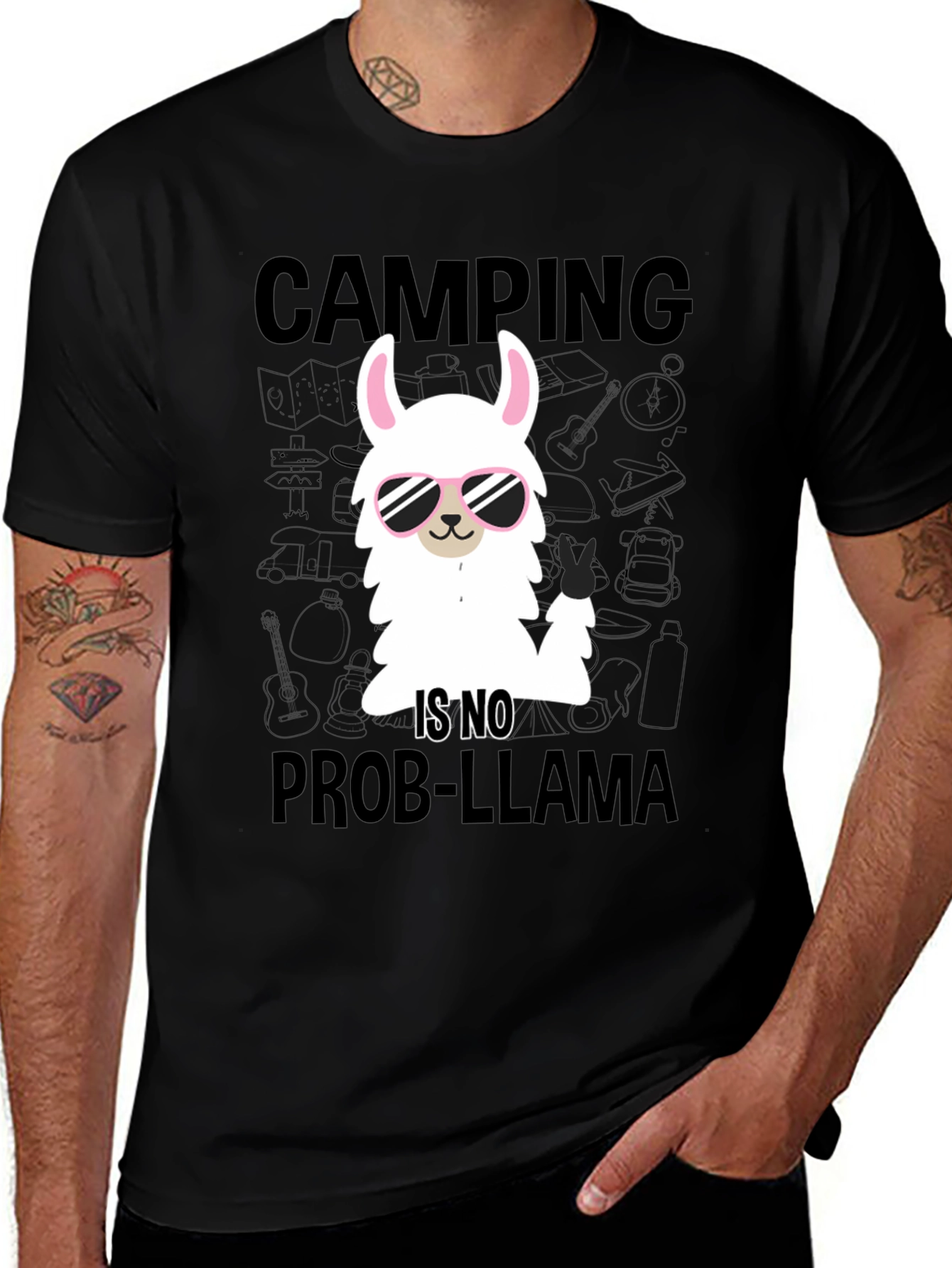 Variant 4 of Camping Prob-Llama T-Shirt - Cute Llama Design!