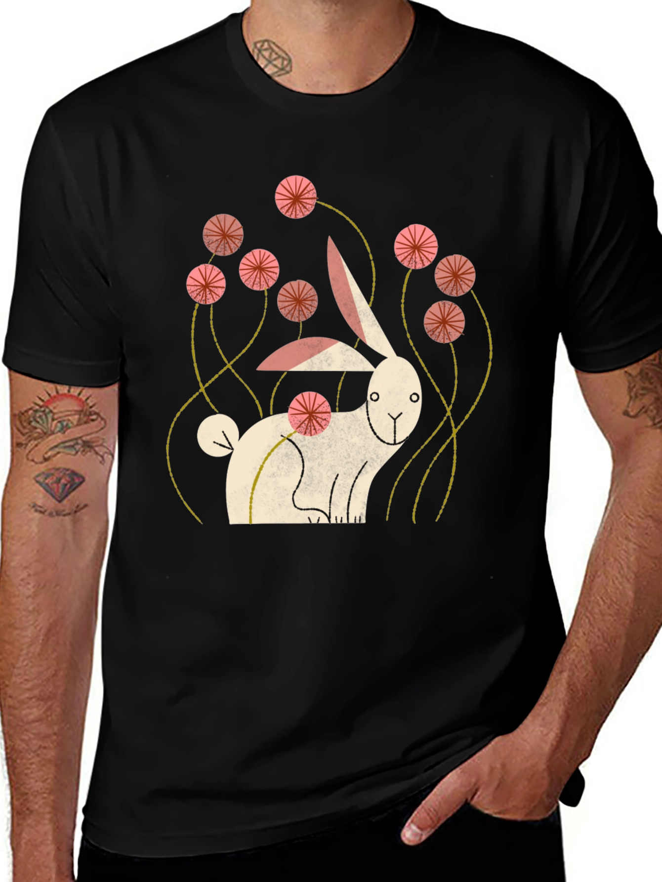 Variant 17 of Rabbit in Bloom T-Shirt - Artistic Graphic Tee