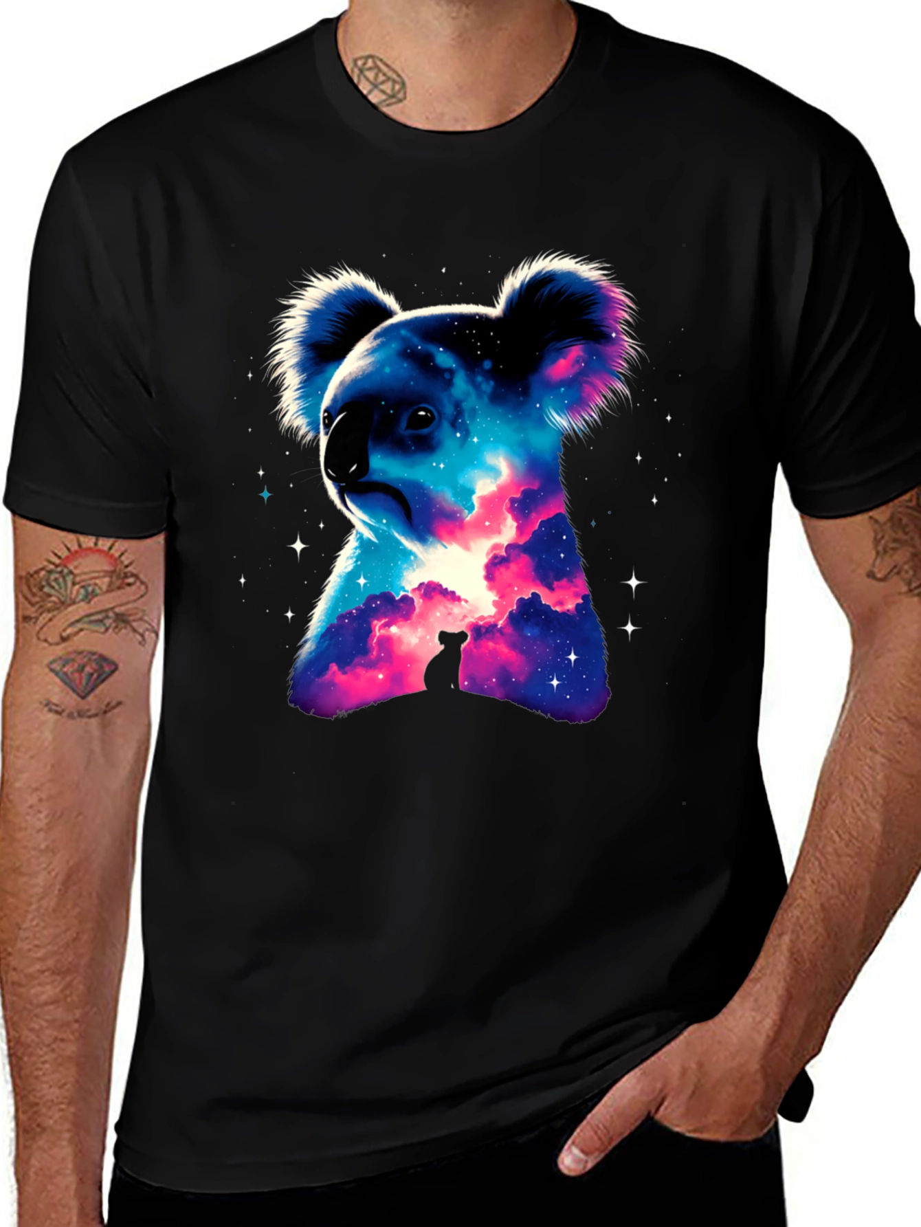 Variant 15 of Galaxy Koala Black T-Shirt - Unique Graphic Tee