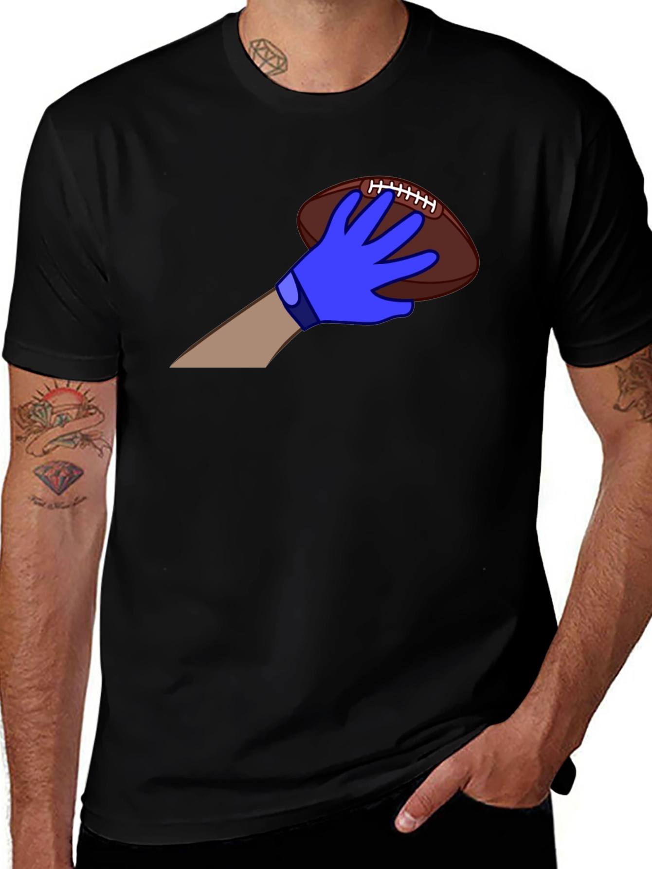 Variant 6 of Football Fan T-Shirt - Blue Glove Catch