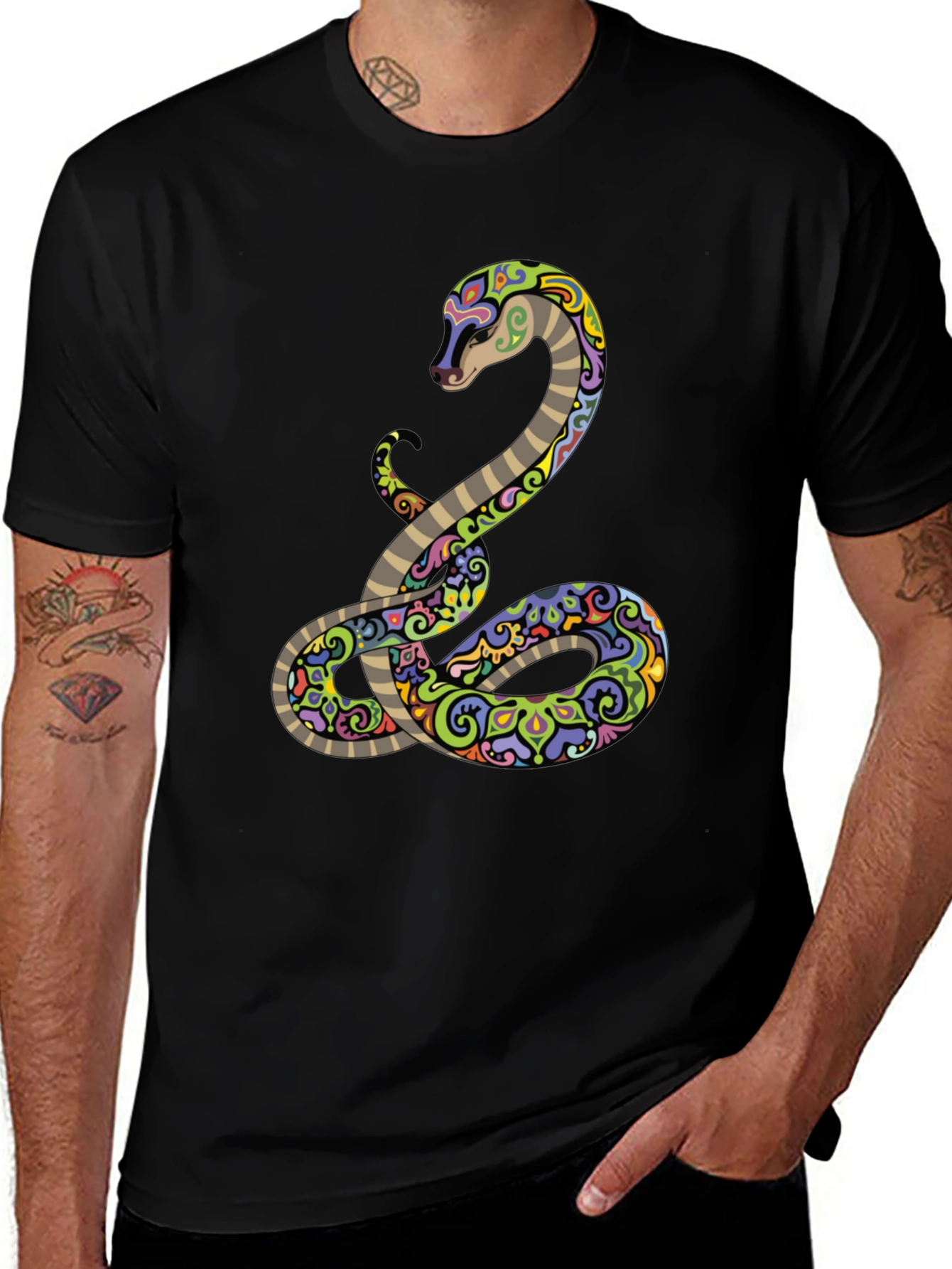 Variant 11 of Cool Snake Graphic Tee - Black T-Shirt