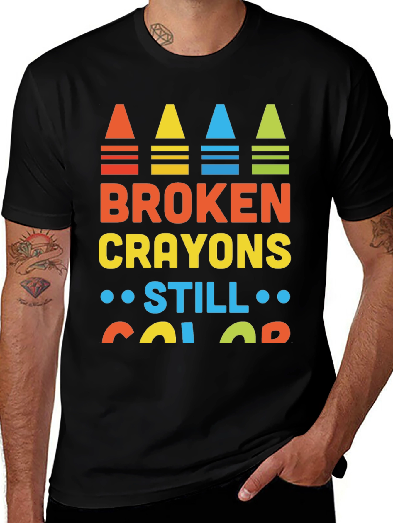 Variant 5 of Broken Crayons Still Color Graphic Tee