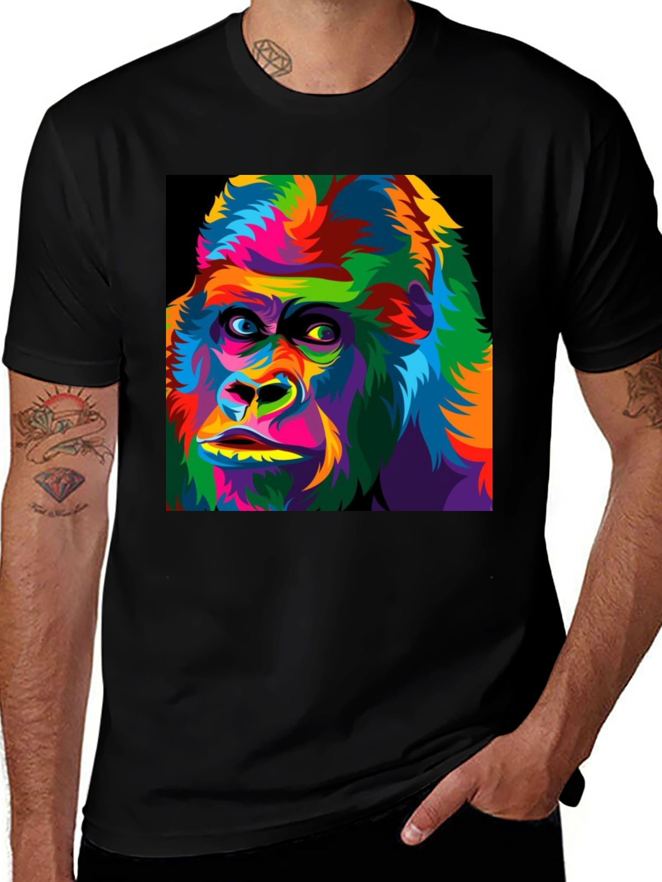 Variant 2 of Colorful Gorilla Graphic T-Shirt - Bold Animal Tee
