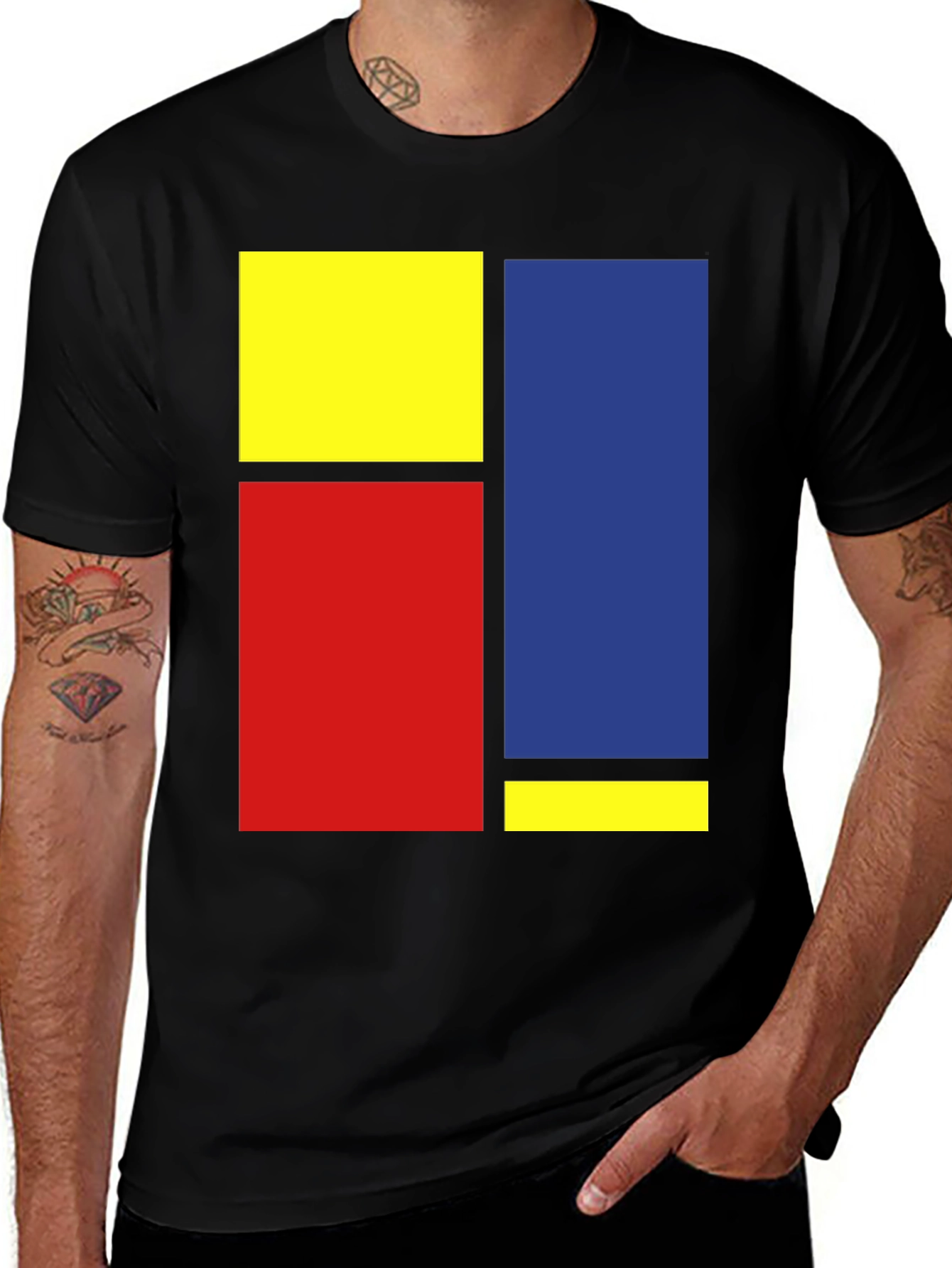 Variant 30 of Modern Art Inspired Geometric Color Block Tee