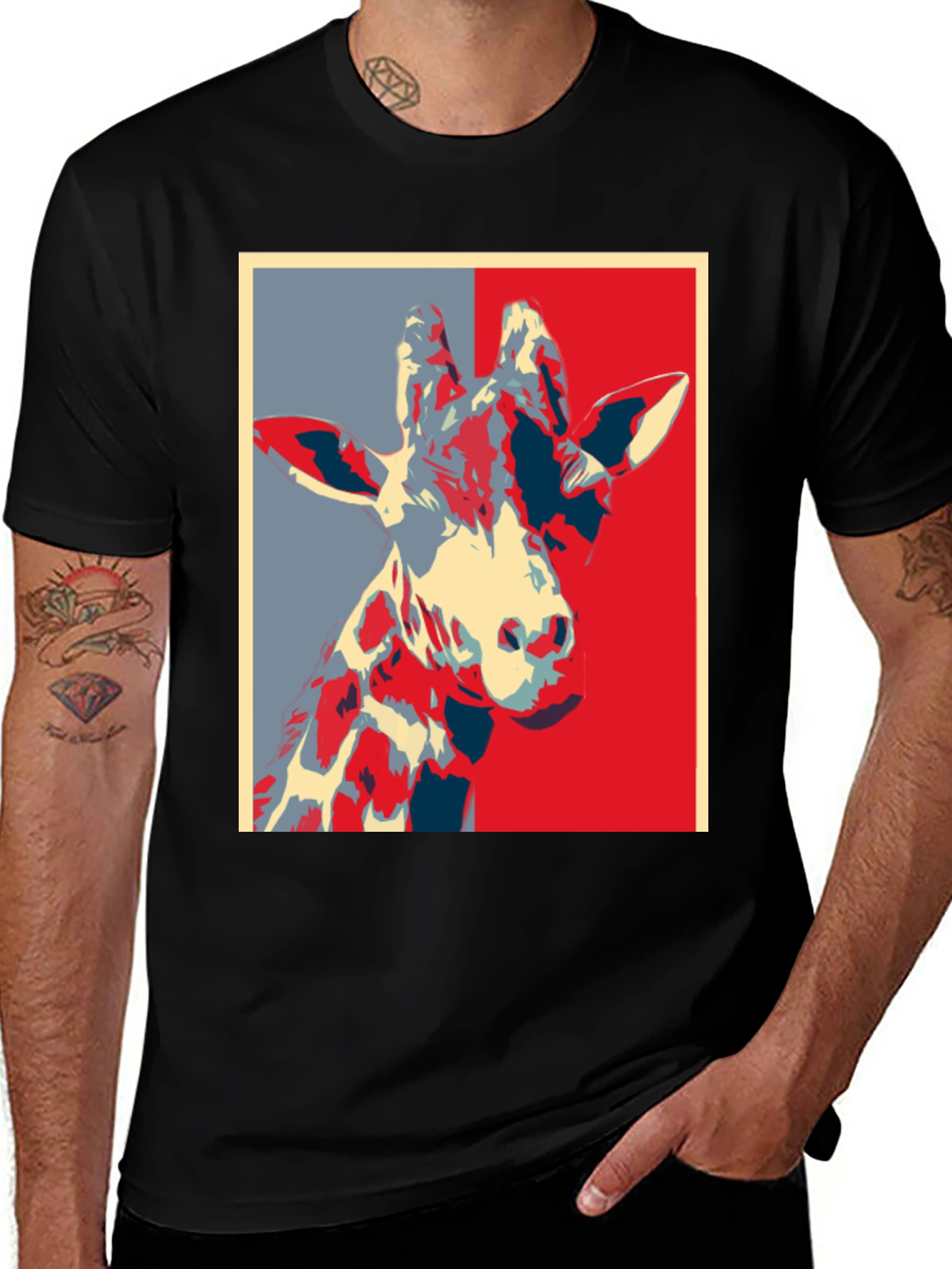 Variant 22 of Giraffe Pop Art Graphic Tee - Trendy Crew Neck T-Shirt