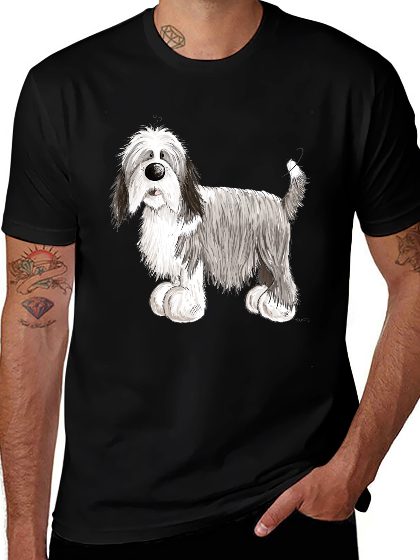Variant 14 of Bearded Collie Dog Graphic Tee - Black