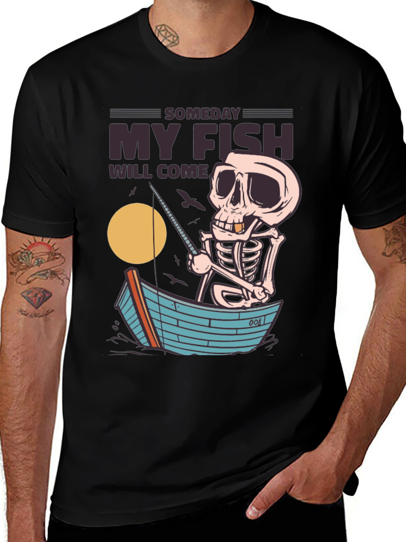 Variant 9 of Someday My Fish Will Come Skeleton Fishing T-Shirt