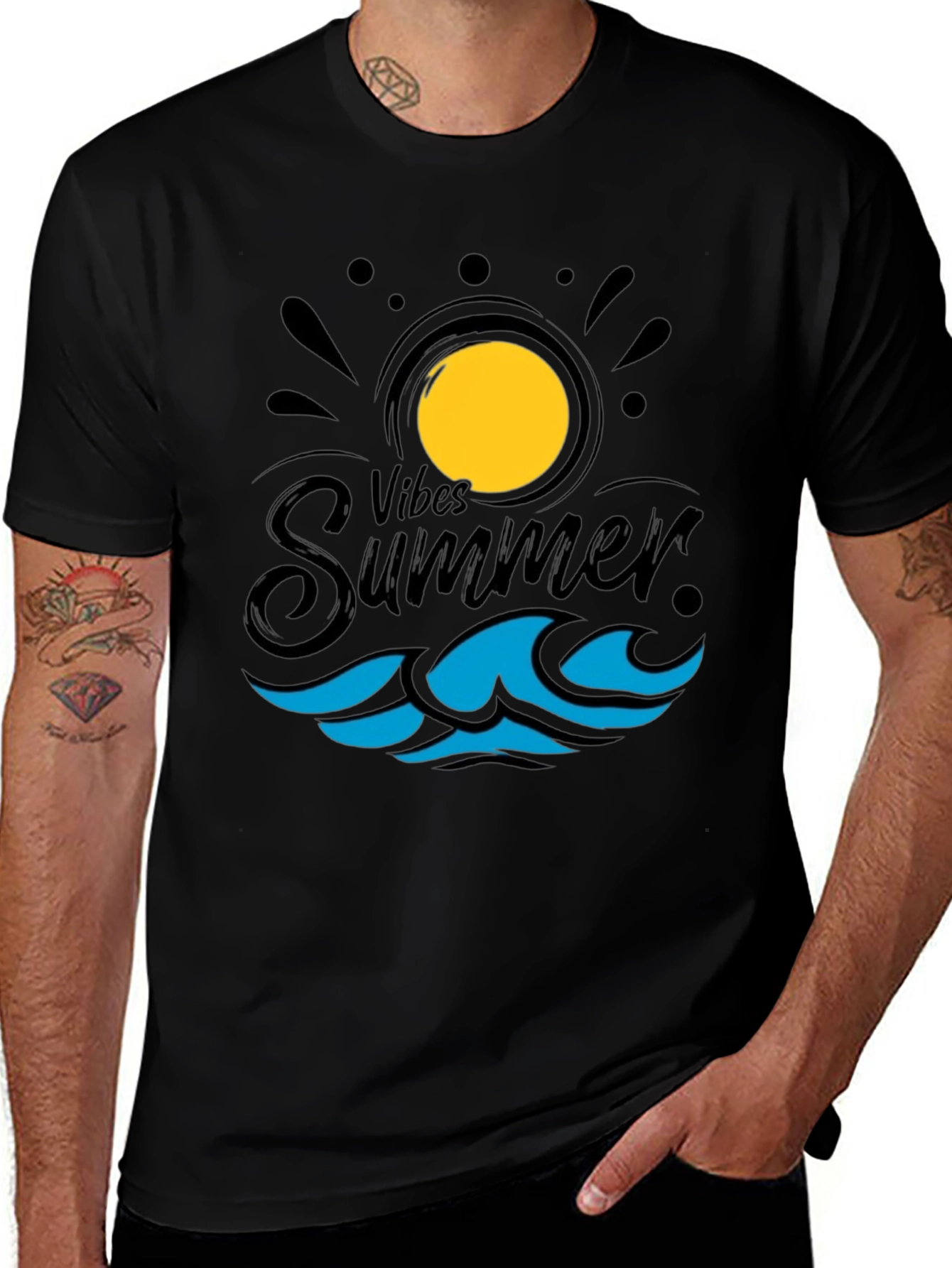 Variant 15 of Summer Vibes Black T-Shirt