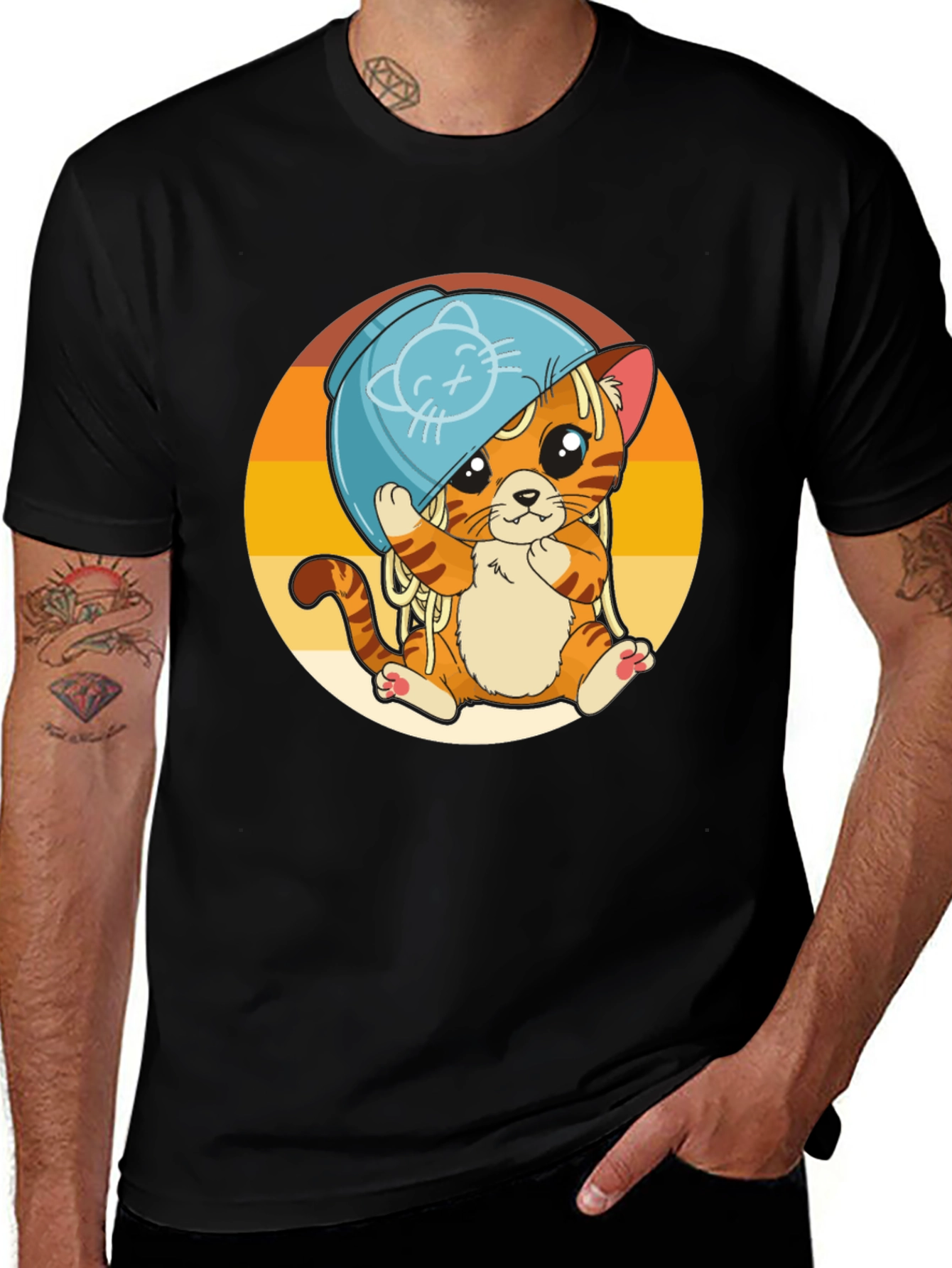 Variant 4 of Cute Kitten Spaghetti T-Shirt - Unique Cartoon Design