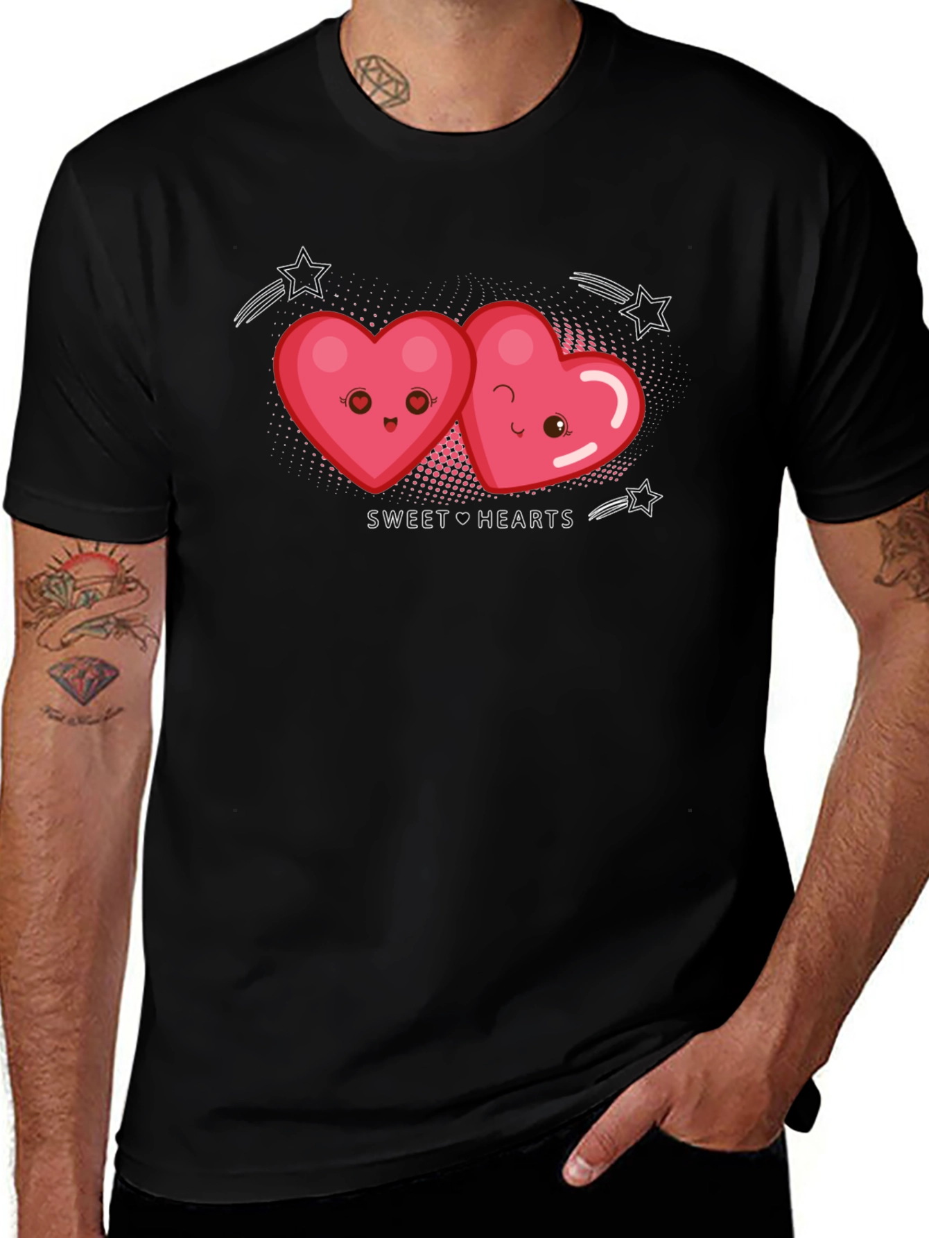 Variant 26 of Sweet Hearts Graphic Black T-Shirt