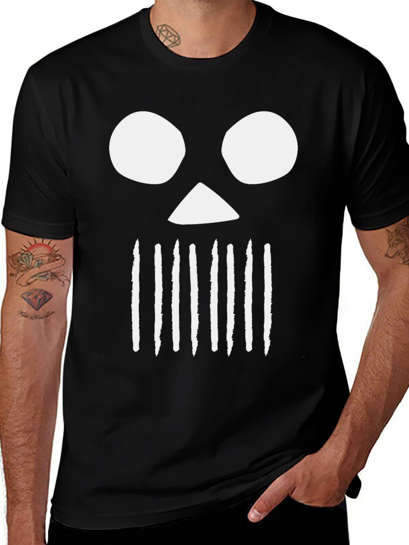 Skull Face Graphic T-Shirt - Black Casual Tee