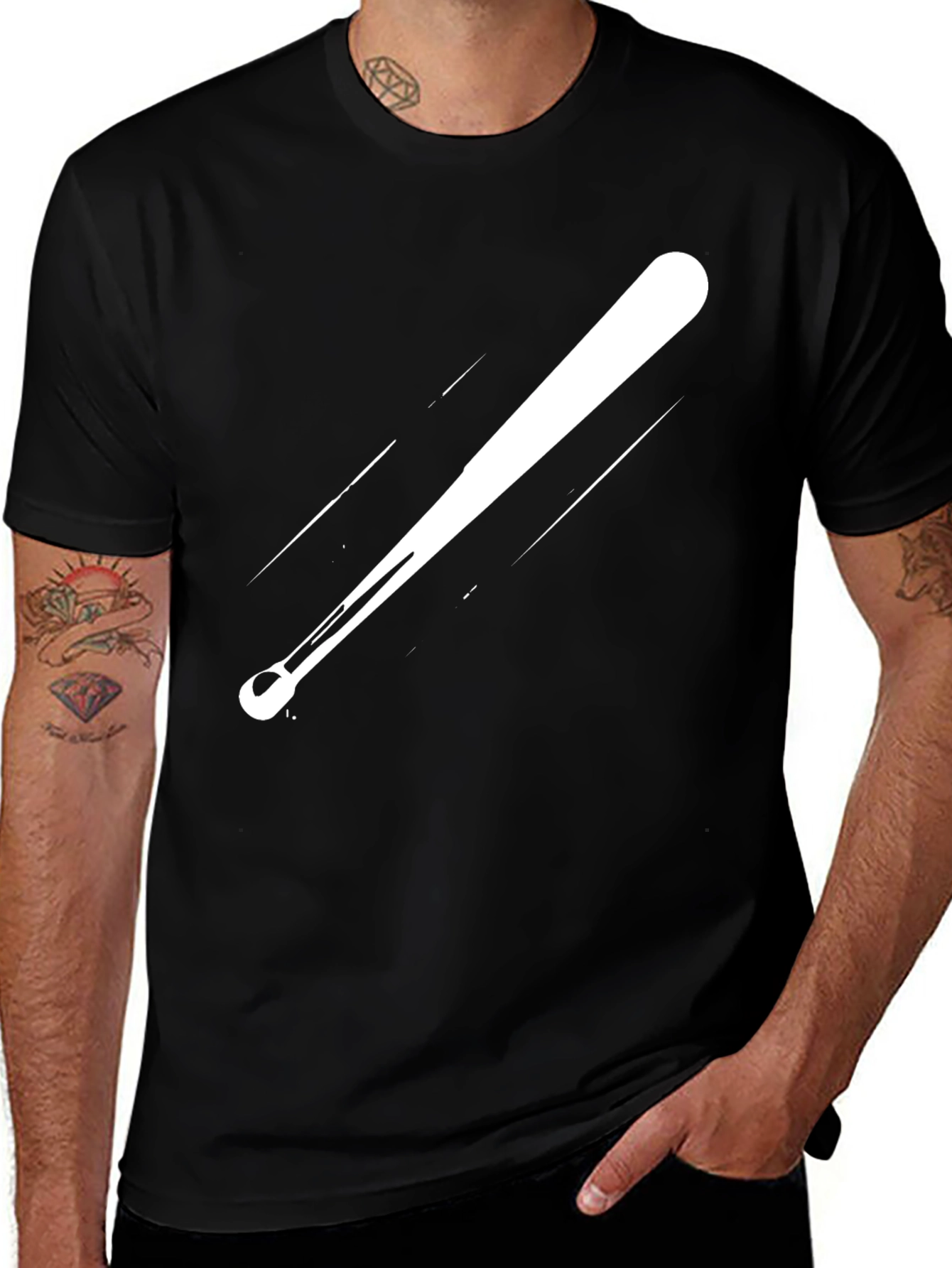 Variant 24 of Black Baseball Bat Graphic Tee - Sporty Style