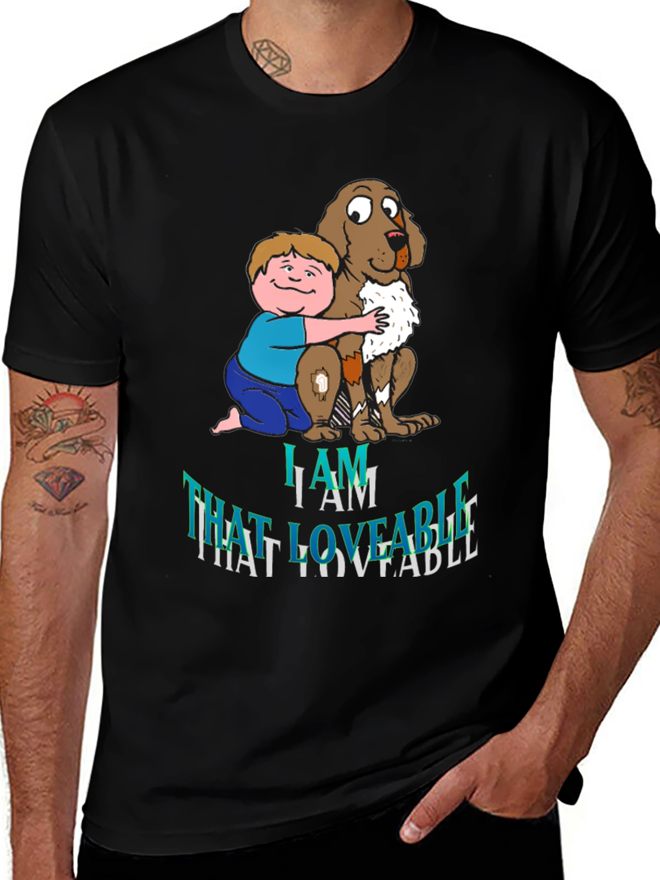 Variant 20 of I Am That Loveable T-Shirt - Cartoon Dog & Boy
