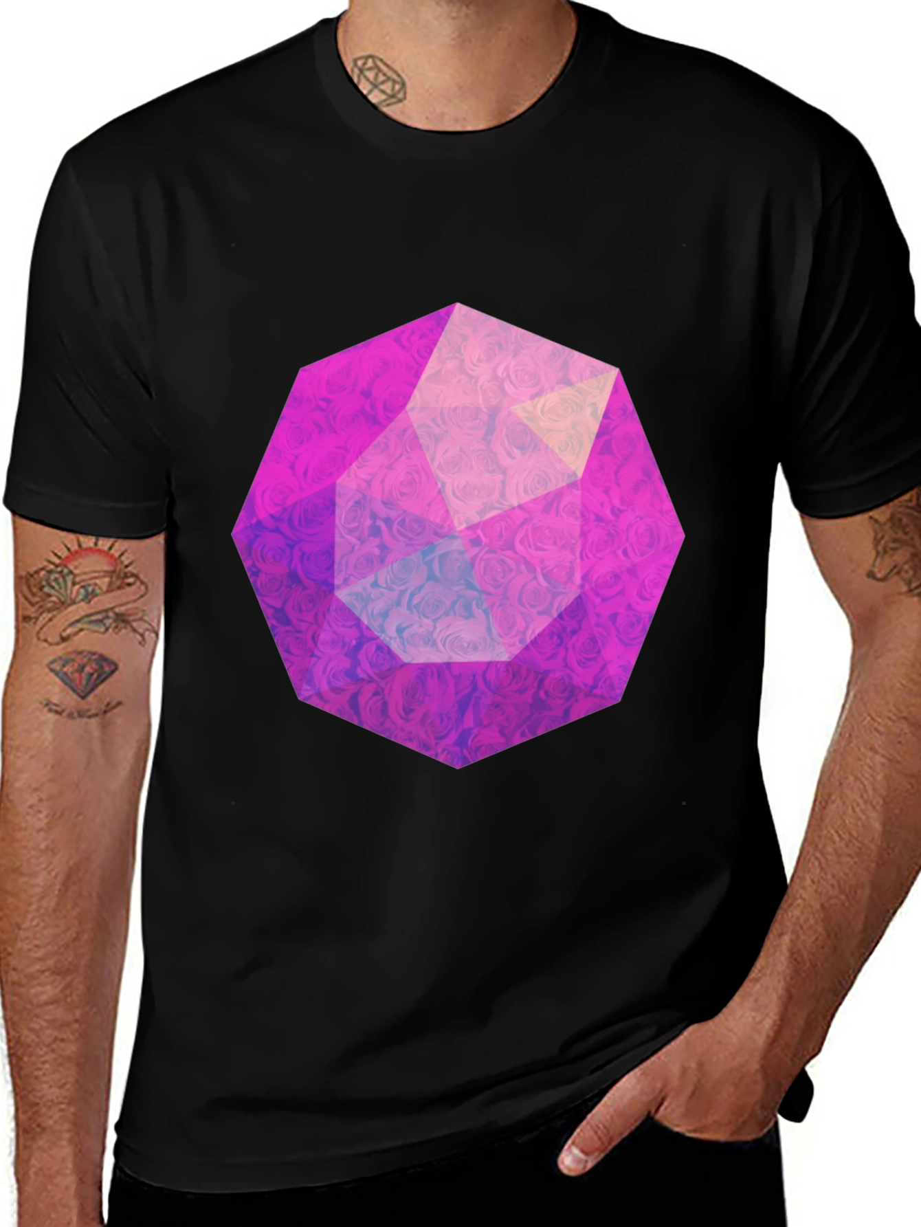 Variant 2 of Geometric Rose Jewel Graphic T-Shirt