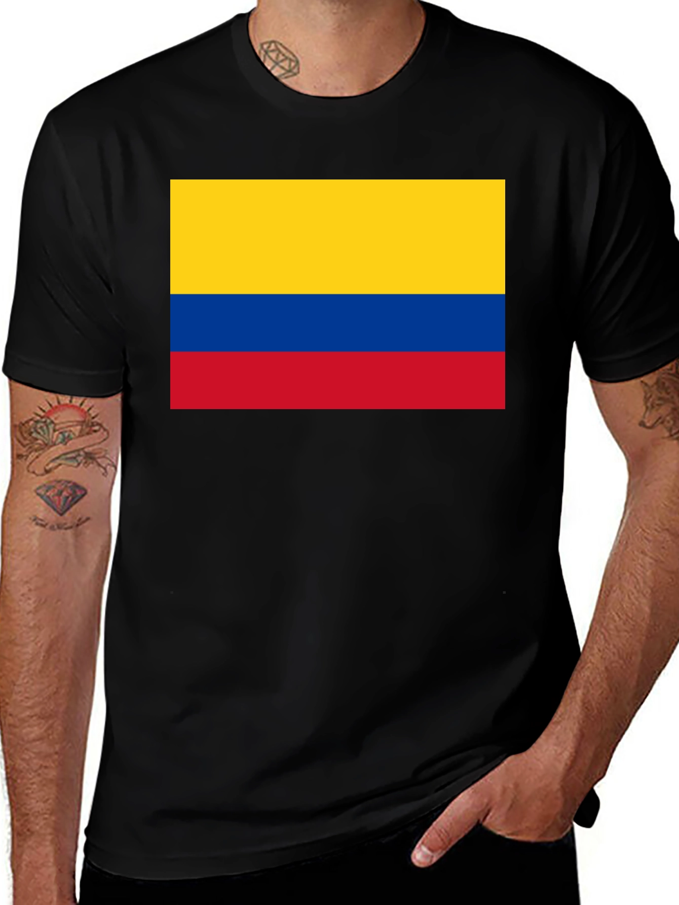 Colombian Flag T-Shirt - Black Cotton Tee