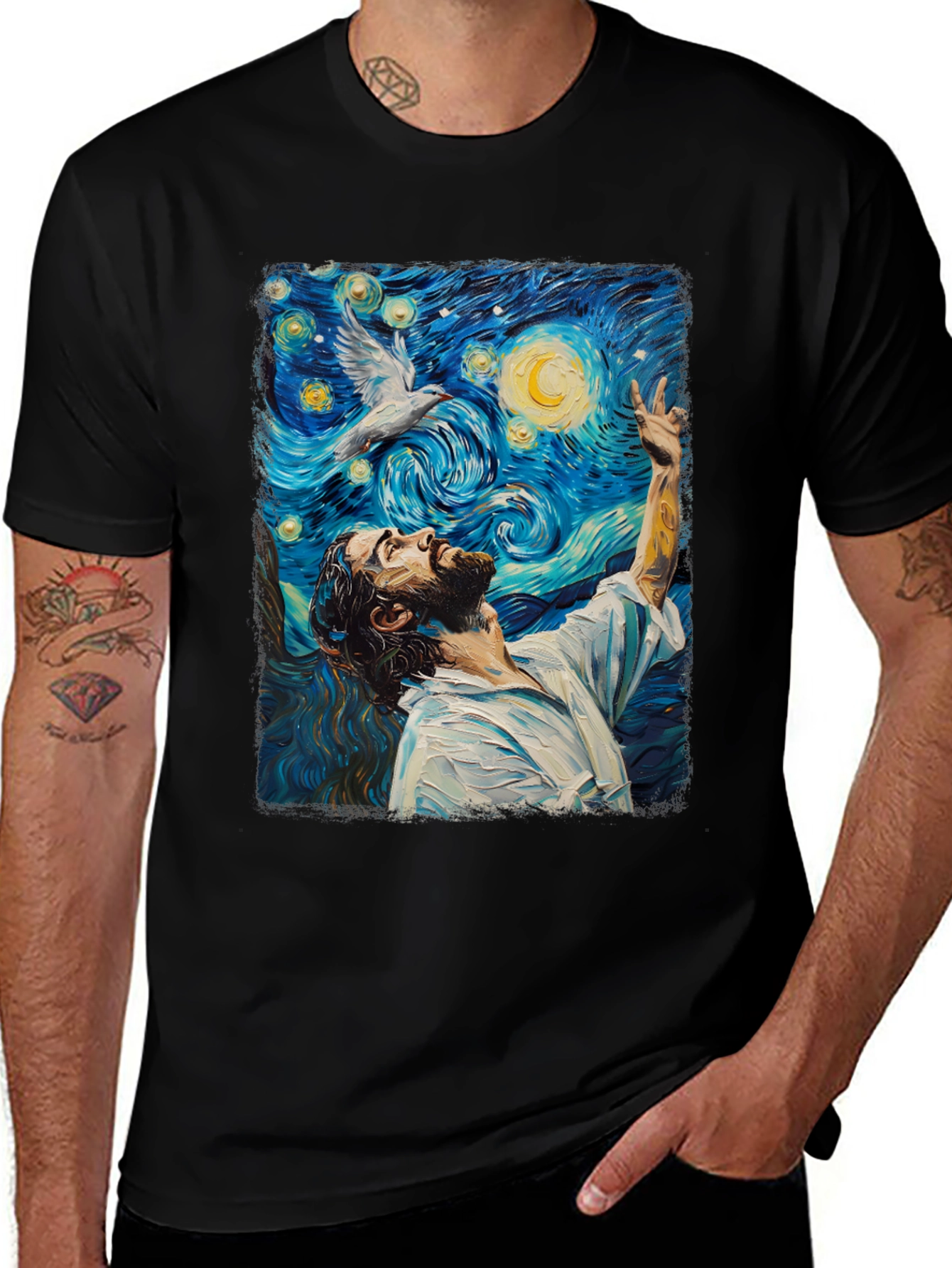Variant 13 of Starry Night Jesus Graphic Tee