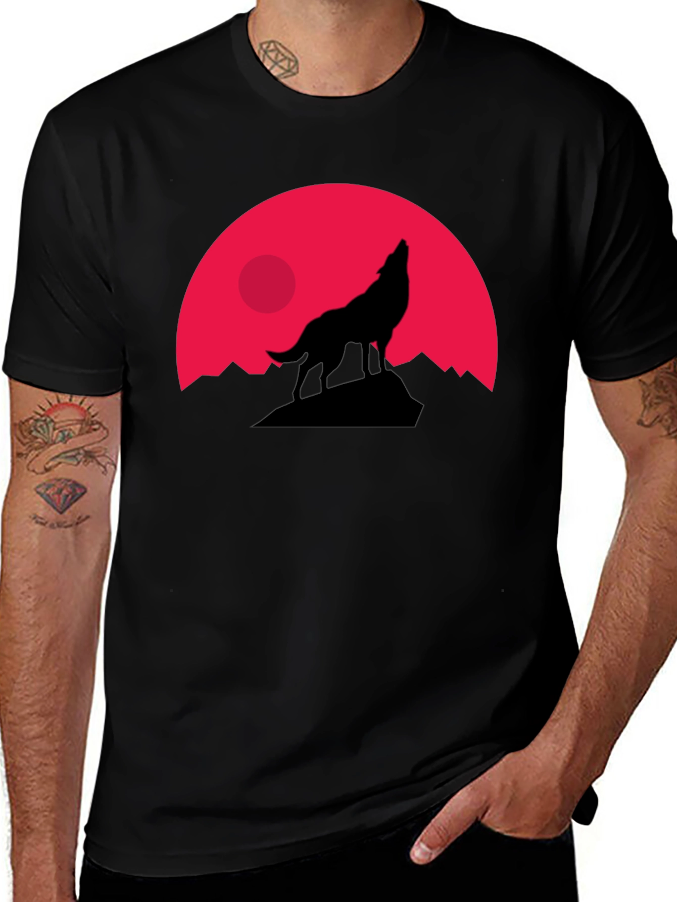 Variant 22 of Wolf Howling at Moon Graphic Tee