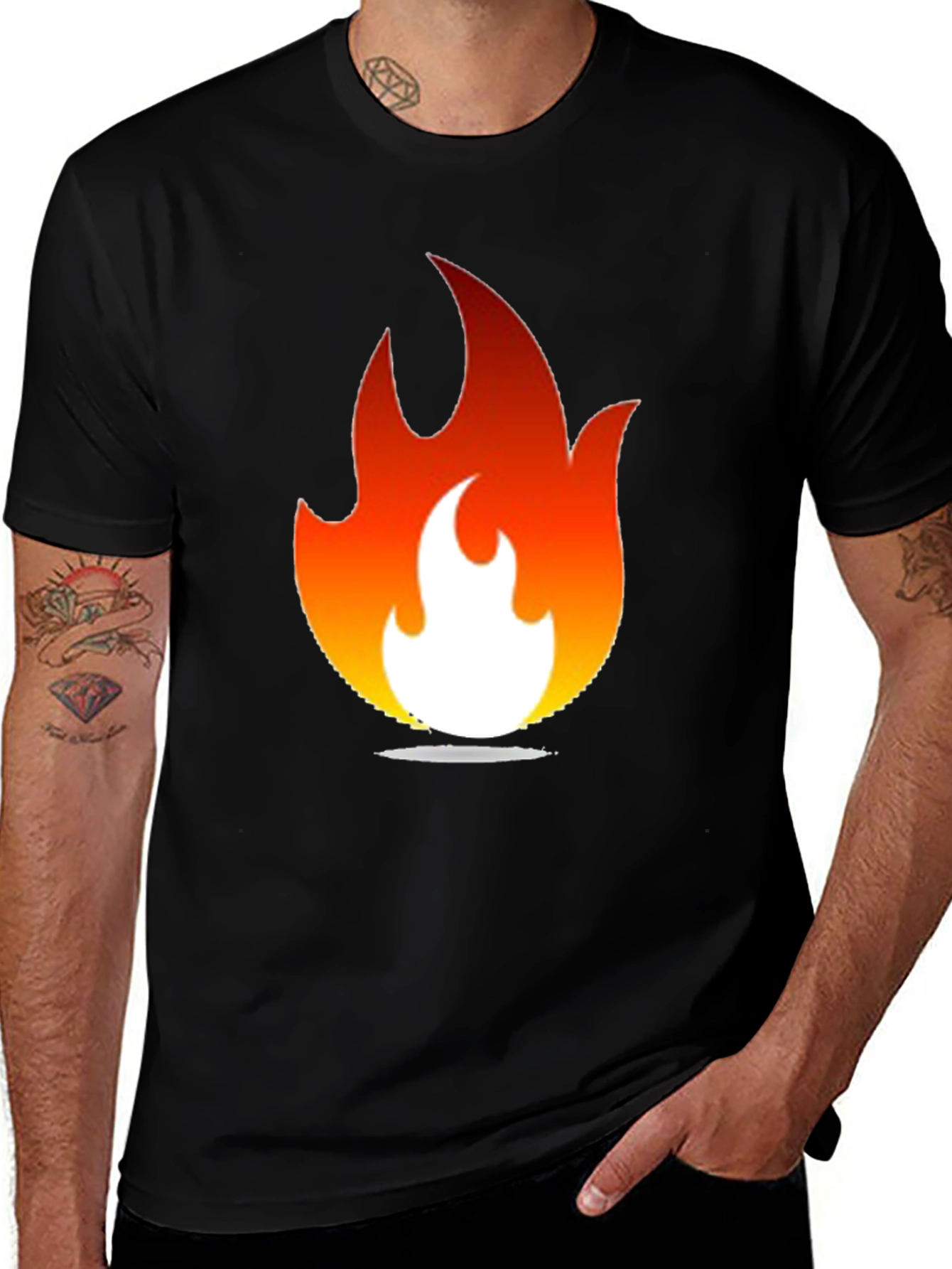 Variant 6 of Fiery Flame Graphic Tee - Bold Black T-Shirt