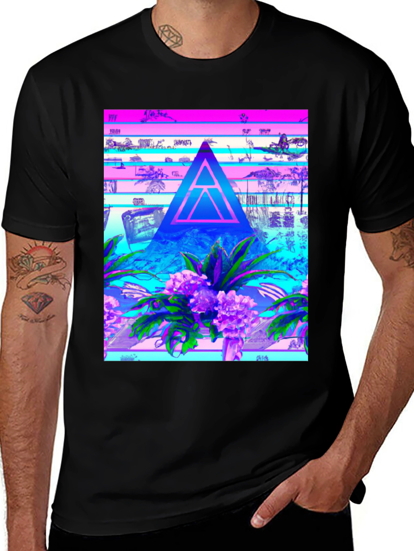Variant 5 of Abstract Triangle Graphic Tee - Vaporwave Style