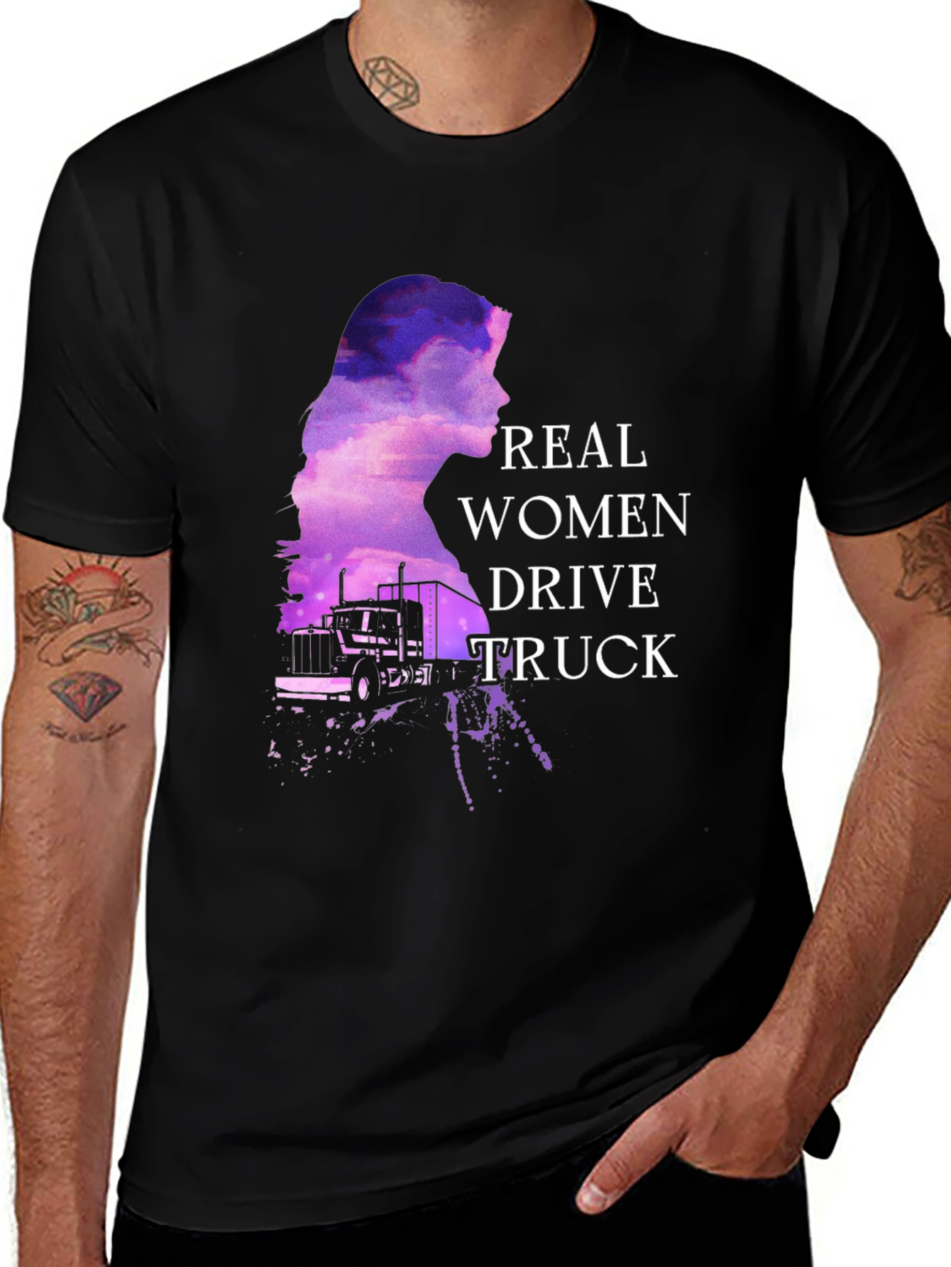 Variant 6 of Real Women Drive Truck Graphic Tee