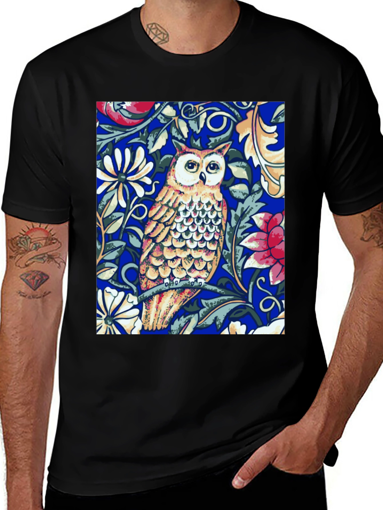 Variant 14 of Owl Floral T-Shirt - Unique Graphic Tee
