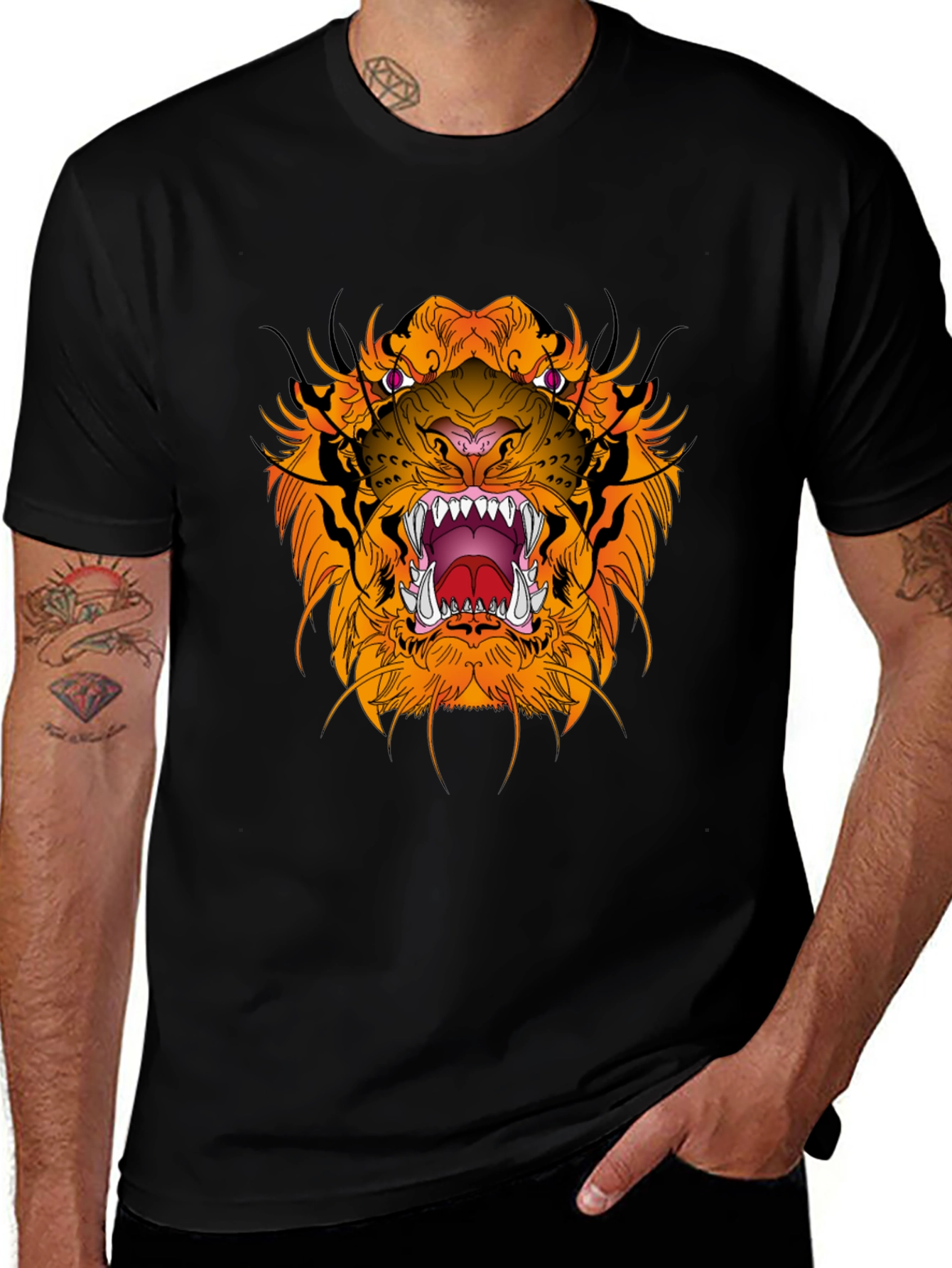 Variant 28 of Black Tiger Graphic Tee - Fierce Style