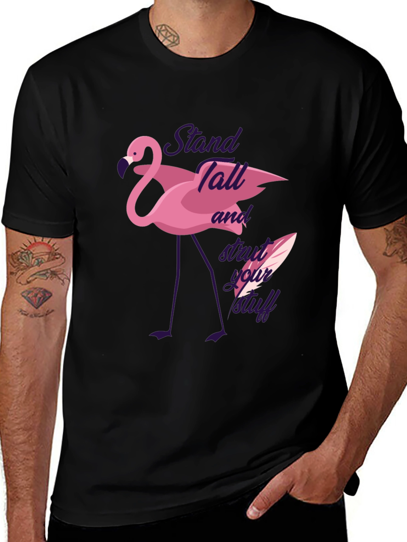 Variant 8 of Stand Tall Flamingo Graphic Tee - Unique Design