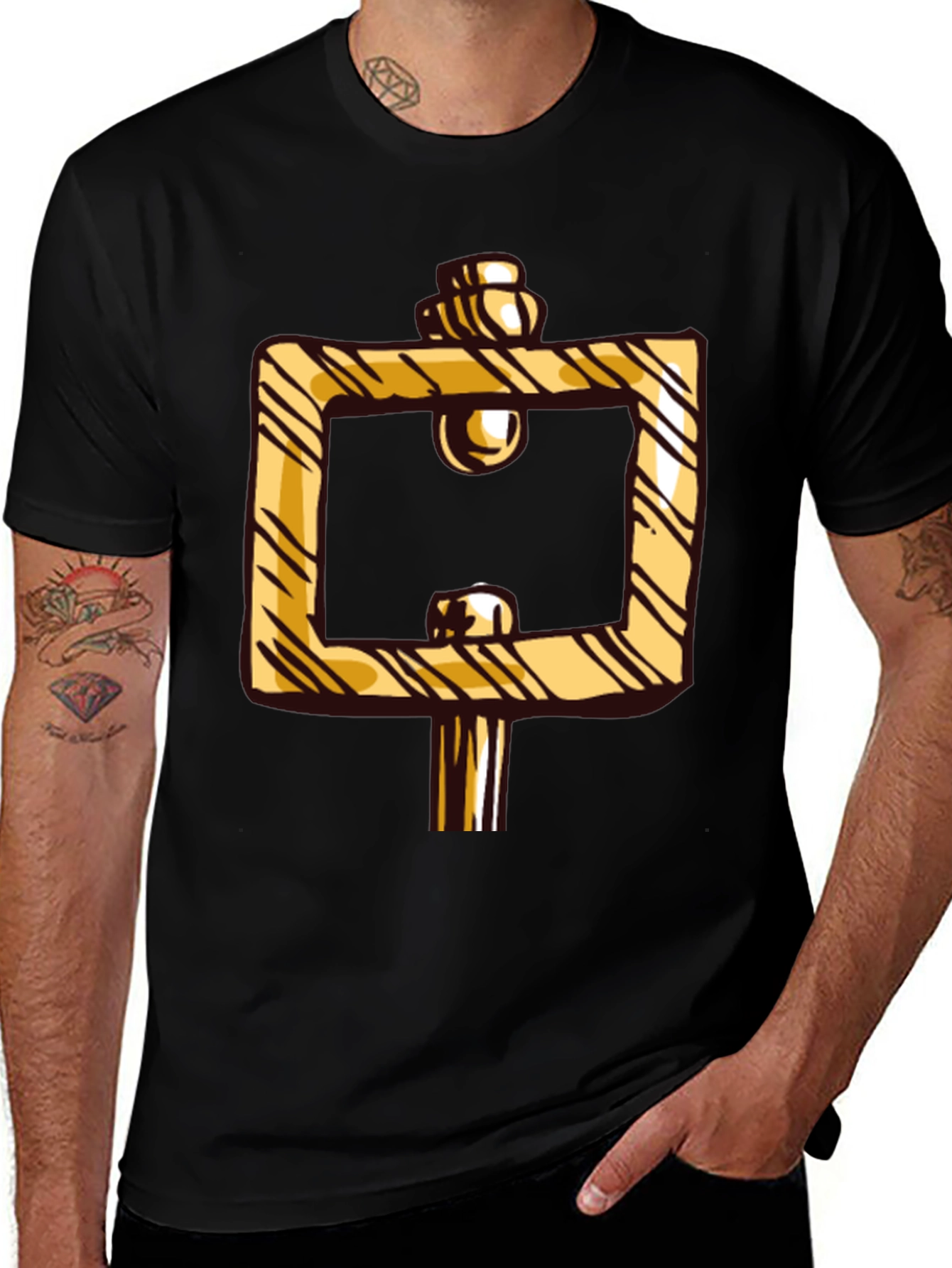 Variant 11 of Geometric Gold Illusion Graphic T-Shirt - Stylish Casual Wear