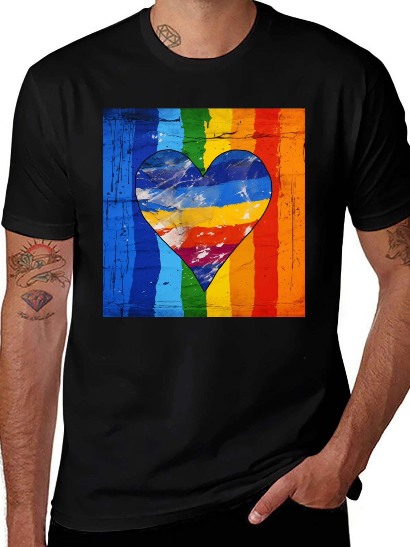 Variant 15 of Rainbow Heart Graphic Tee - Pride Love