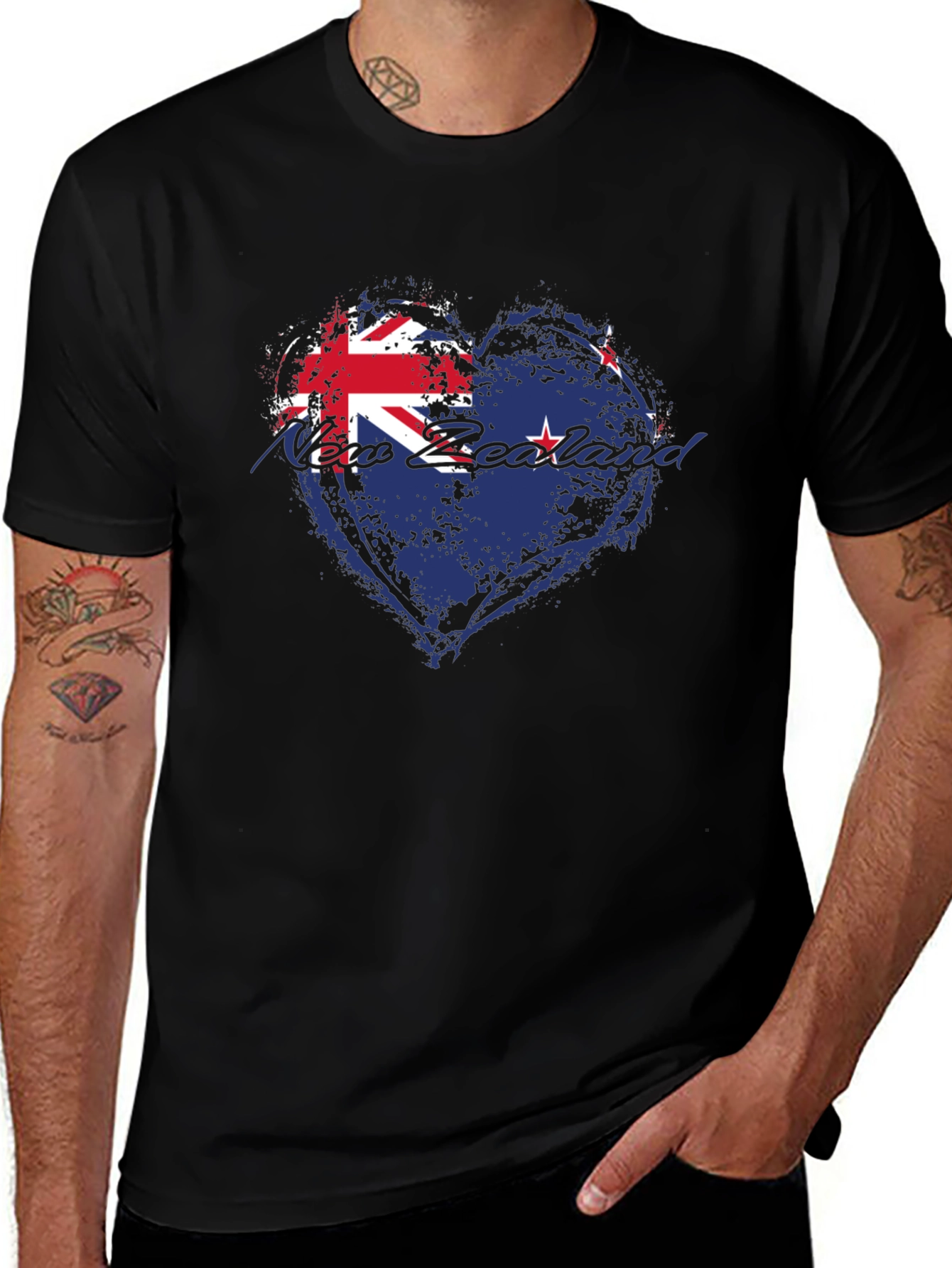 Variant 6 of New Zealand Flag Heart T-Shirt