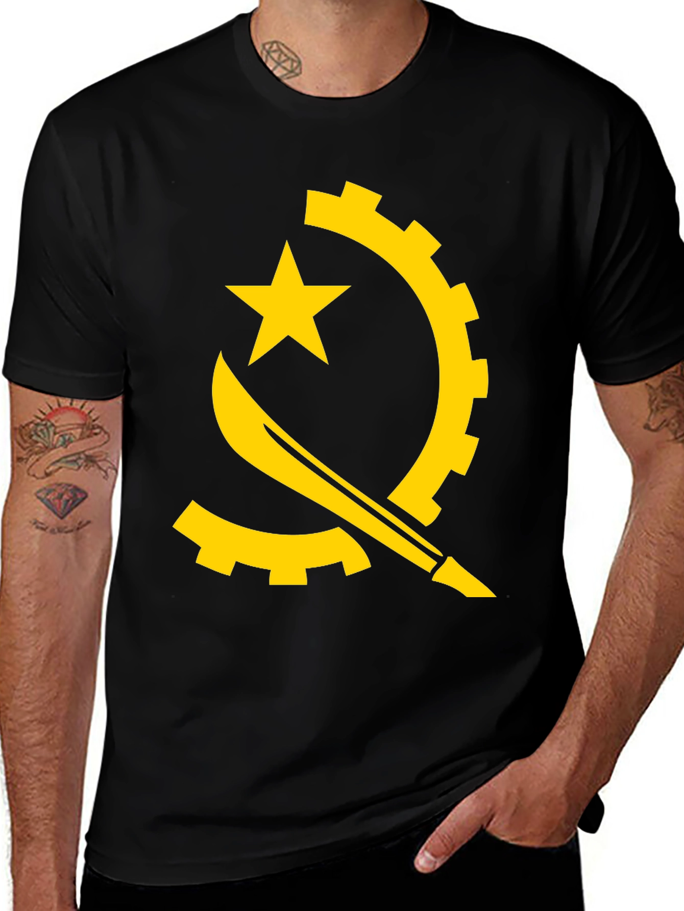 Angola Flag Graphic Tee - Black