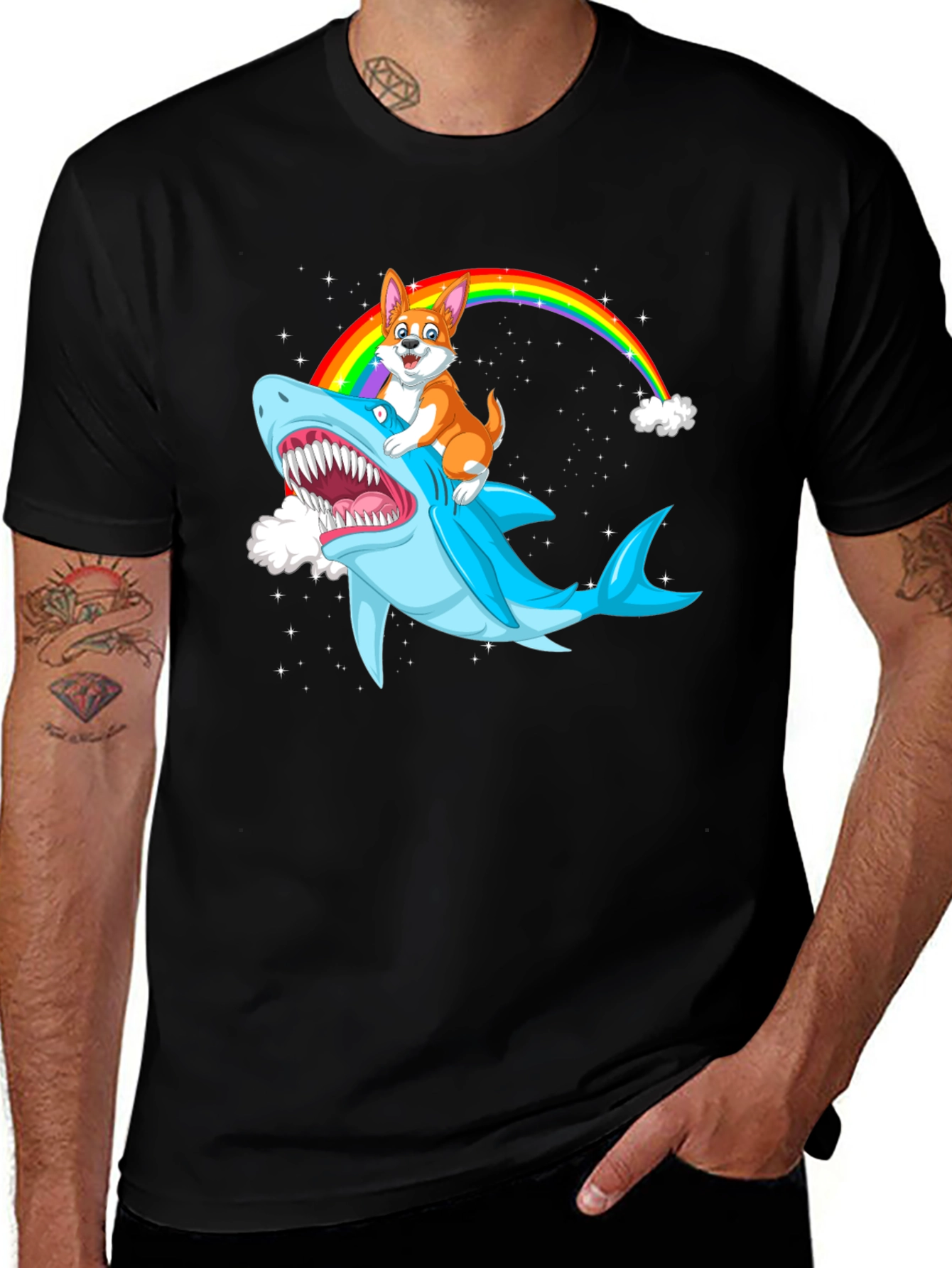 Variant 26 of Shark Corgi Rainbow T-Shirt