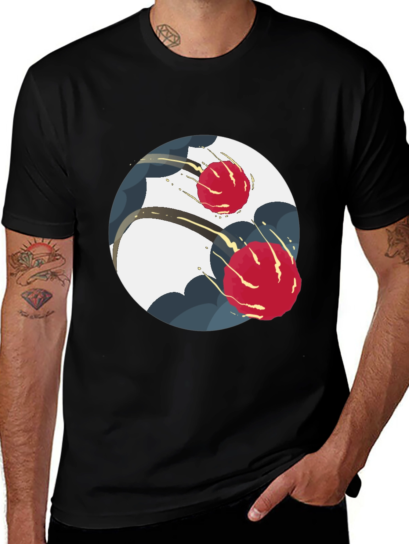 Variant 19 of Modern Yin Yang Graphic Tee - Black