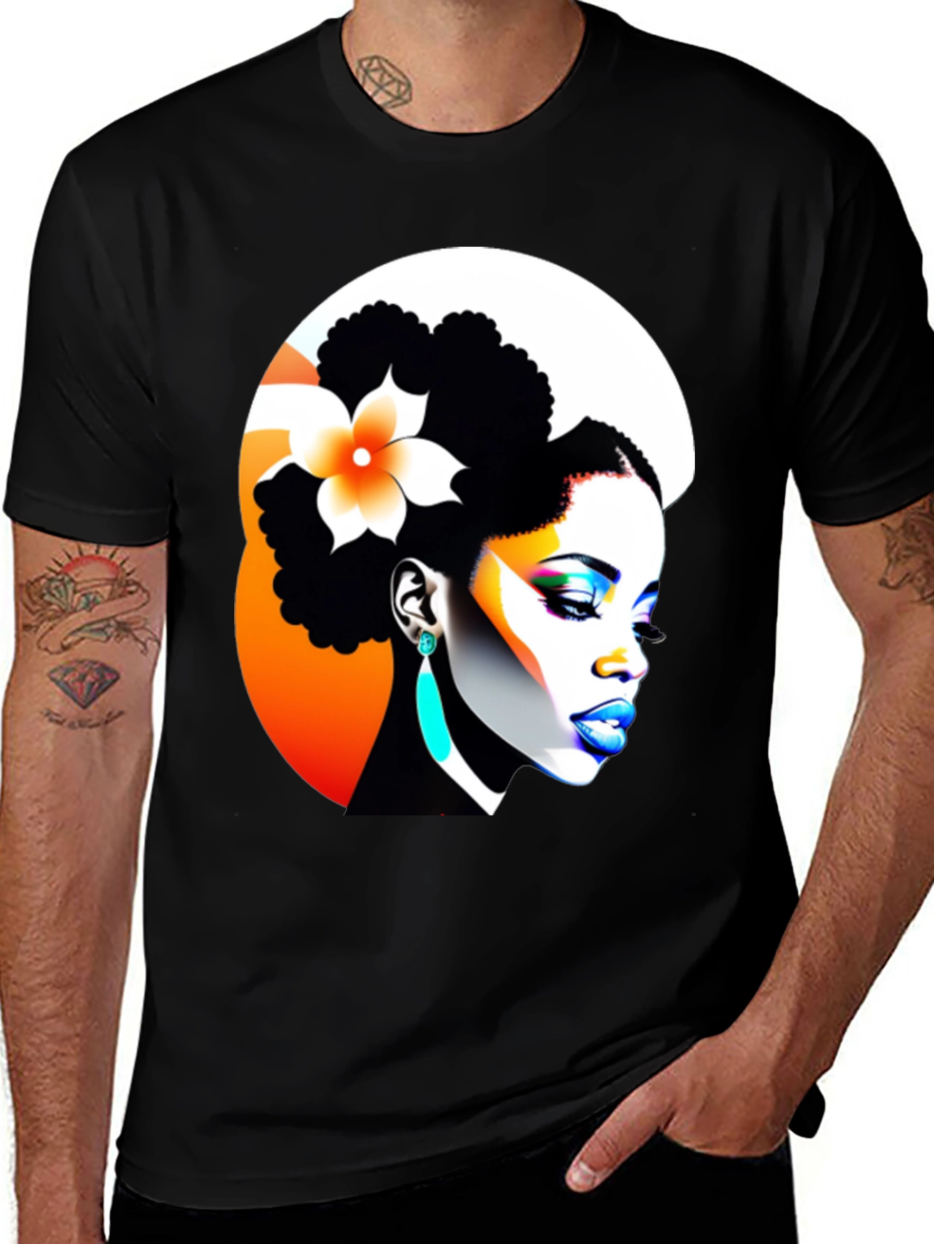 Variant 20 of Bold Afro Woman Graphic Tee - Stylish Black T-Shirt