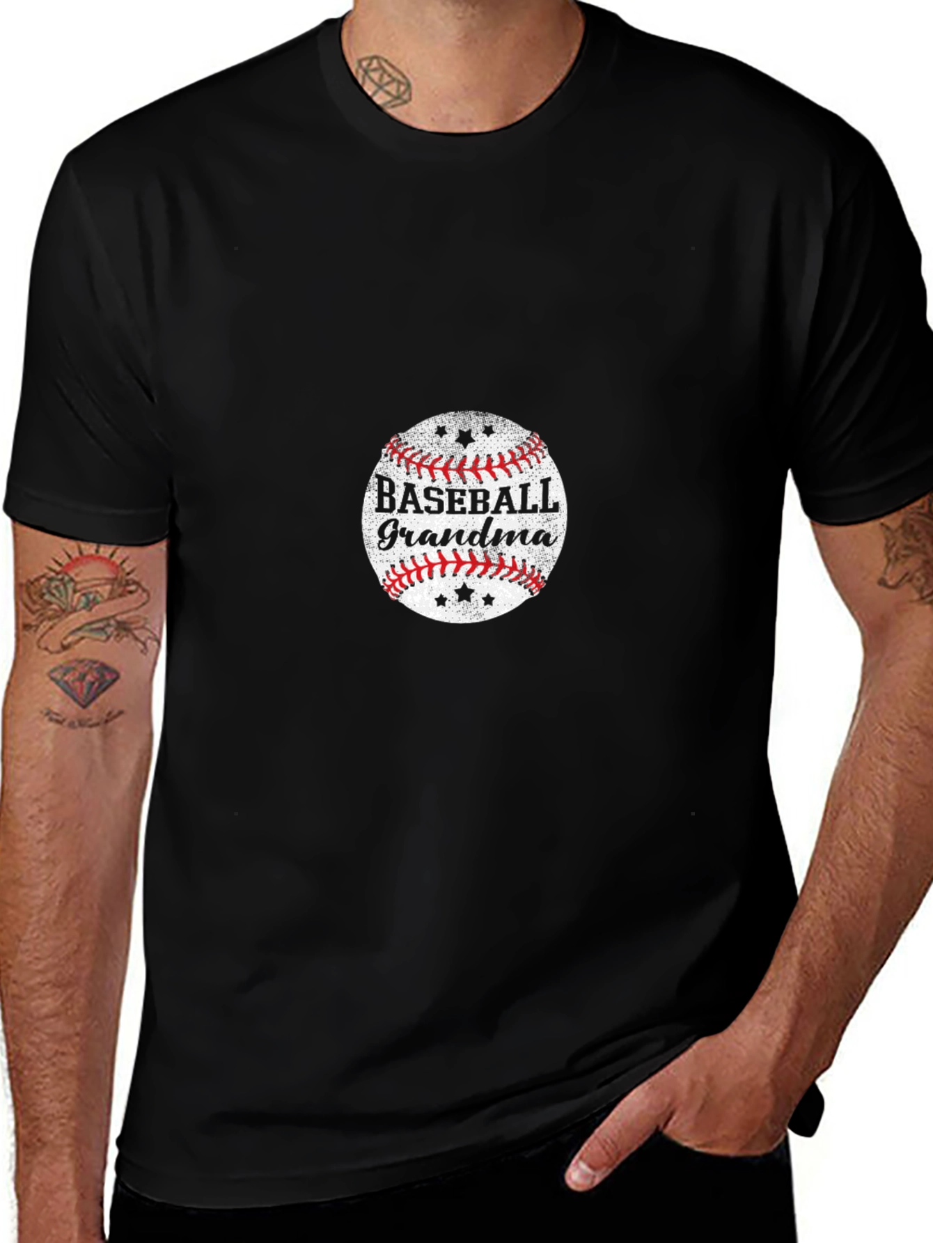 Variant 12 of Baseball Grandma Graphic T-Shirt - Black