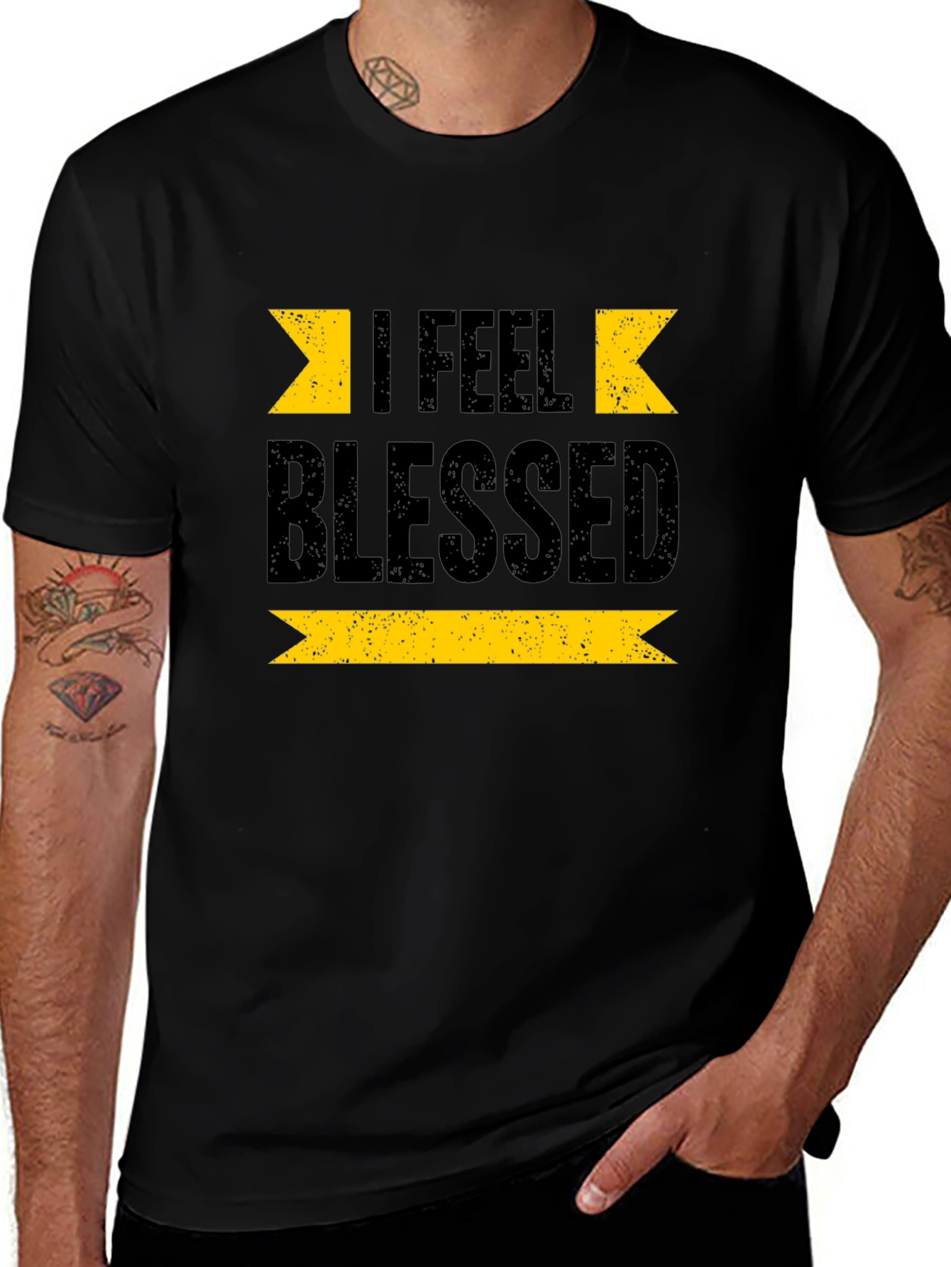 Variant 17 of I Feel Blessed Graphic T-Shirt - Black