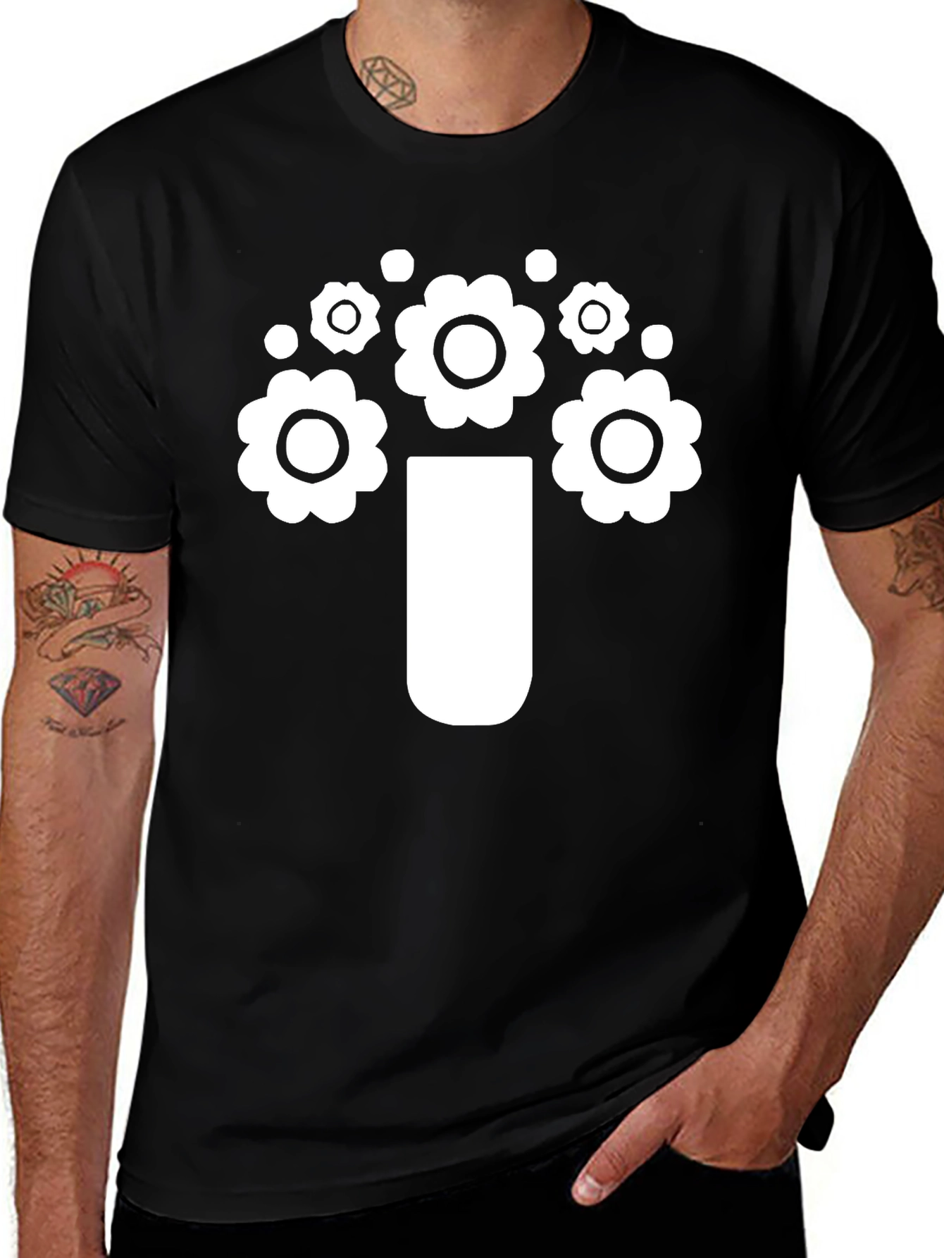 Variant 10 of Floral Vase Graphic Tee - Modern Minimalist Shirt