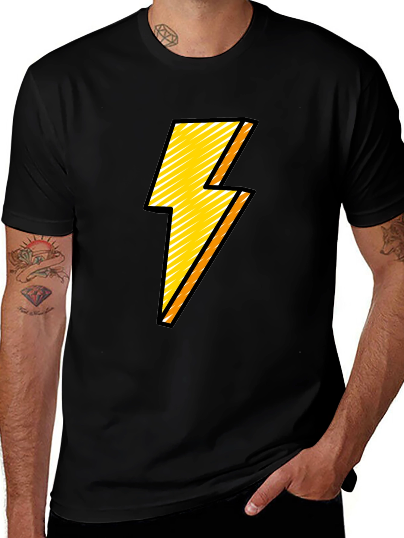 Variant 2 of Lightning Bolt Graphic Tee - Black Cotton Comfort