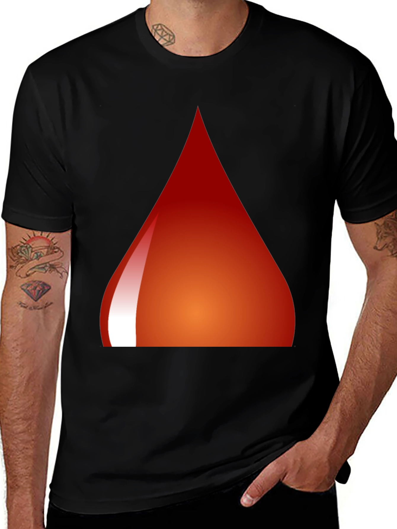 Variant 27 of Red Tear Drop Graphic Black T-Shirt
