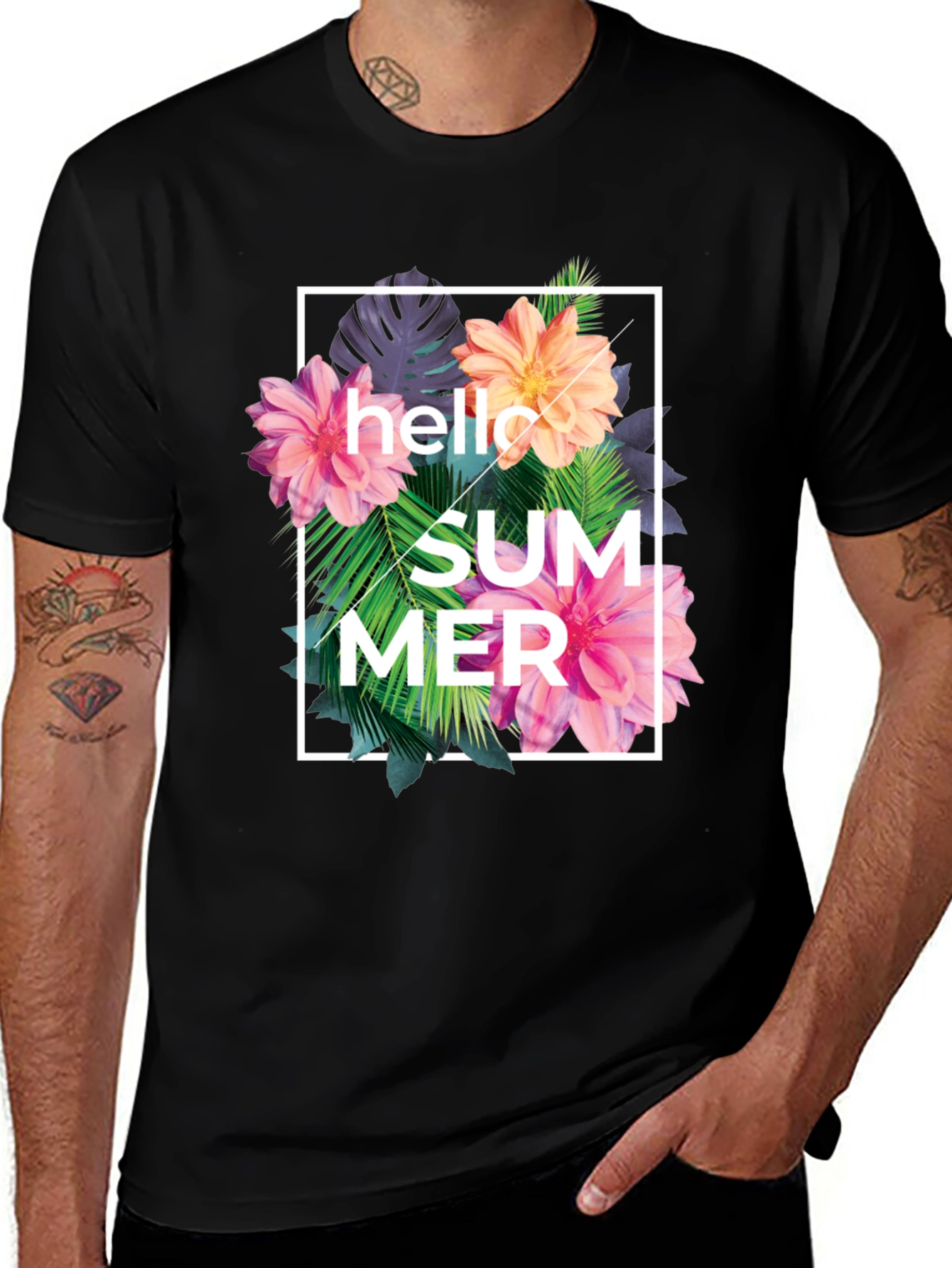 Variant 15 of Hello Summer Floral Graphic Print T-Shirt