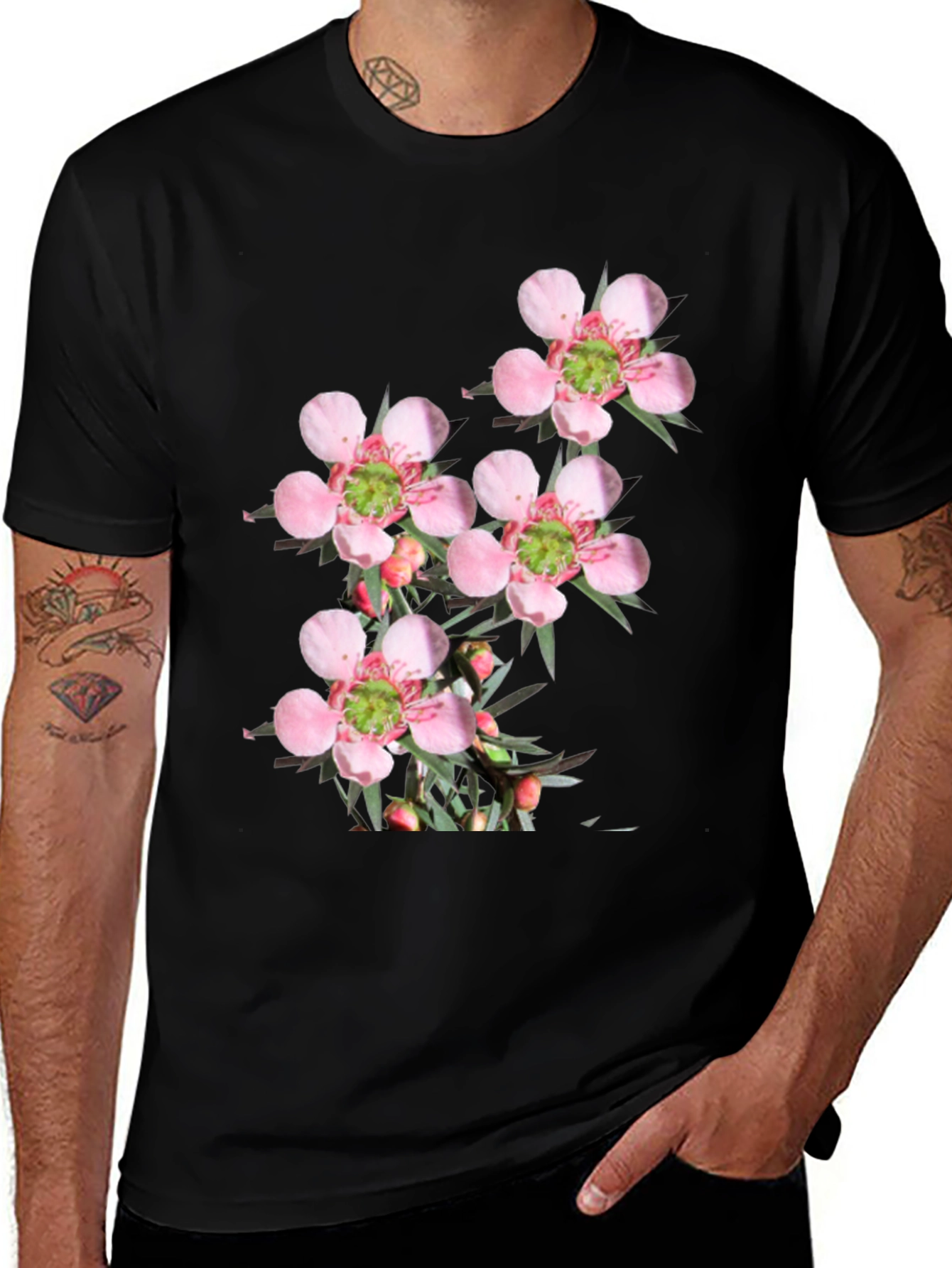 Variant 21 of Floral Print Black T-Shirt